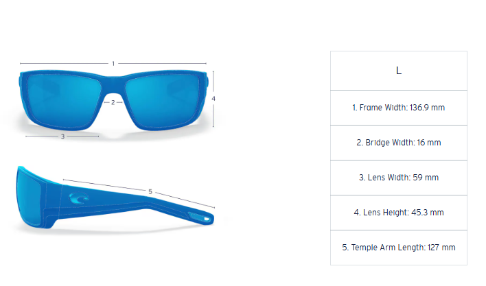 Costa Del Mar Sunglasses Taxman Matte Grey Frame Blue lens 580G