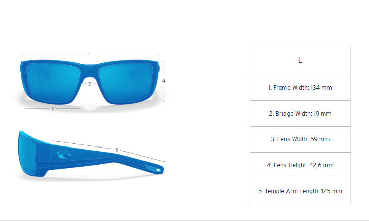Costa Del Mar Polarised Sunglasses 06S9118 Finlet Matte Black w/ Blue Mirror 580G