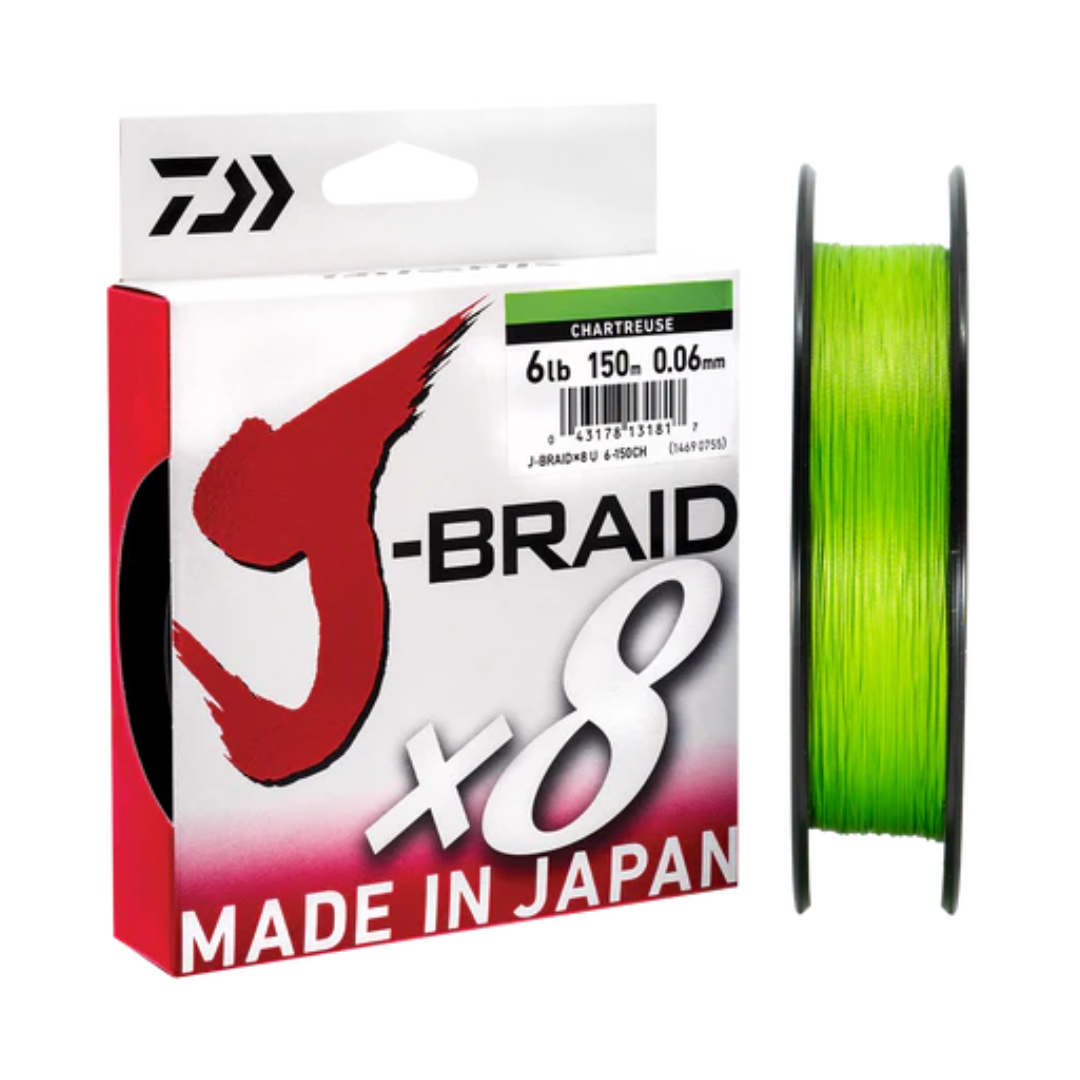 Daiwa J Braid x8 300 m Chartreuse Braided Fishing Line