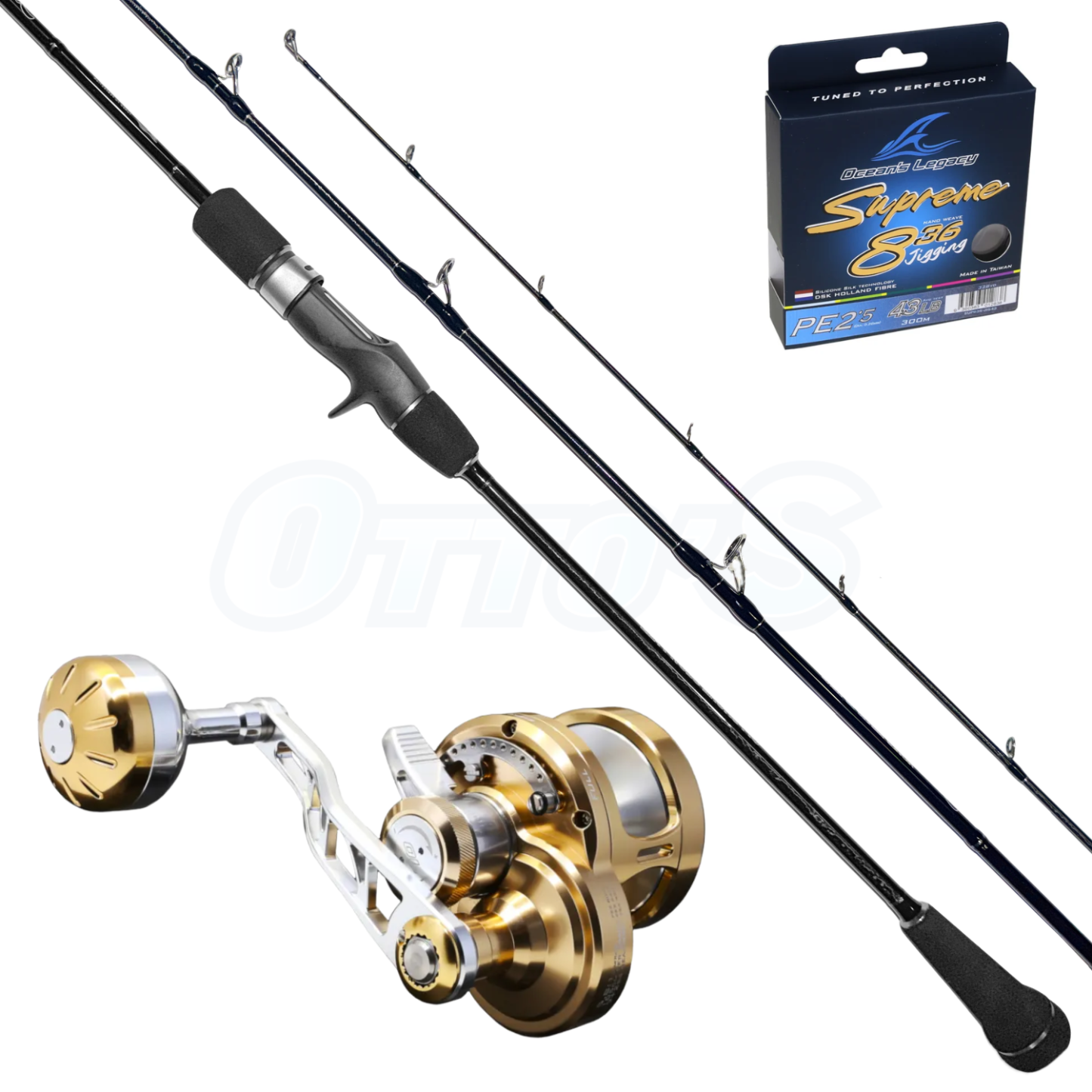 Ocean's Legacy Slow Element PE2 Overhead Slow Jigging Fishing Combo