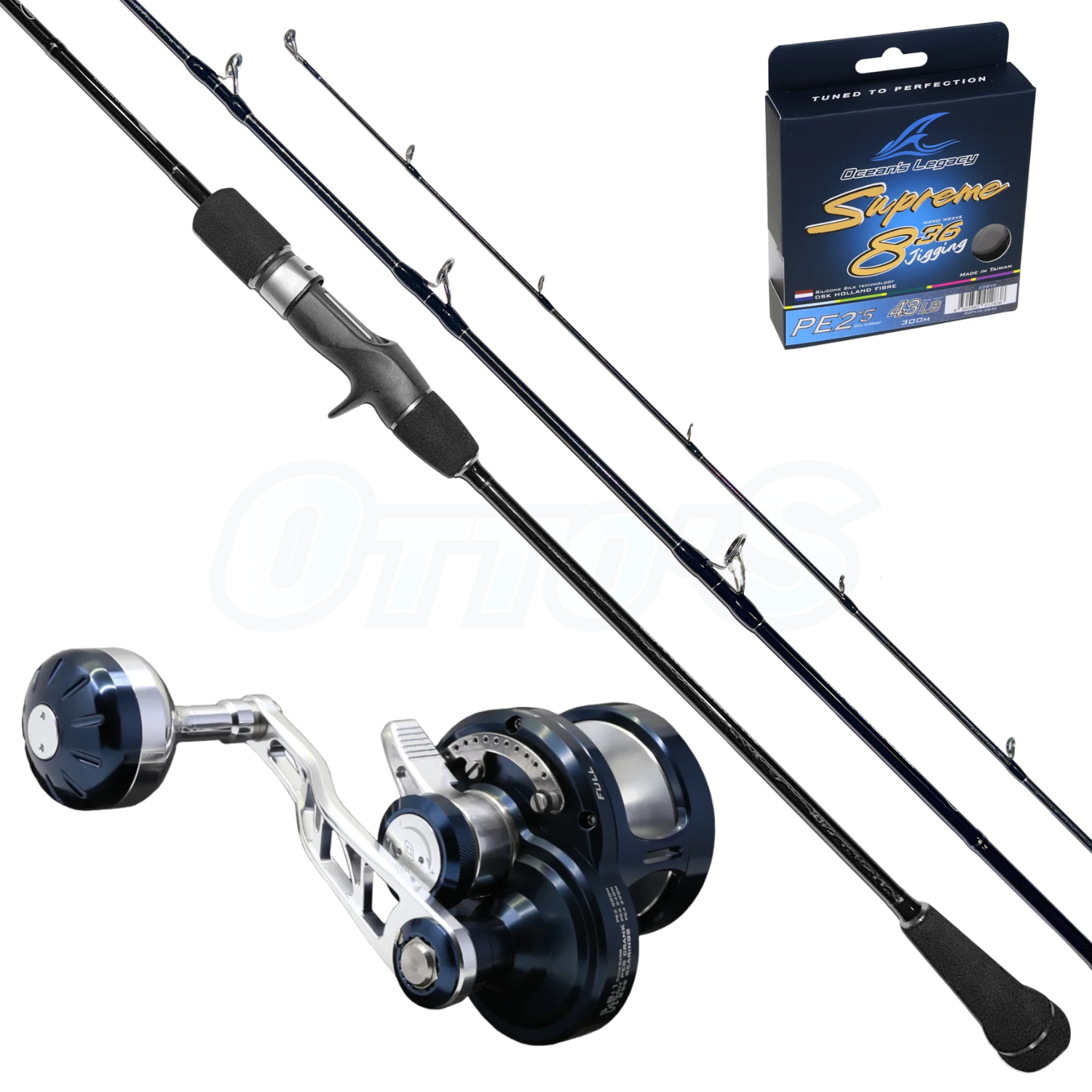 Ocean's Legacy Slow Element PE2 Overhead Slow Jigging Fishing Combo