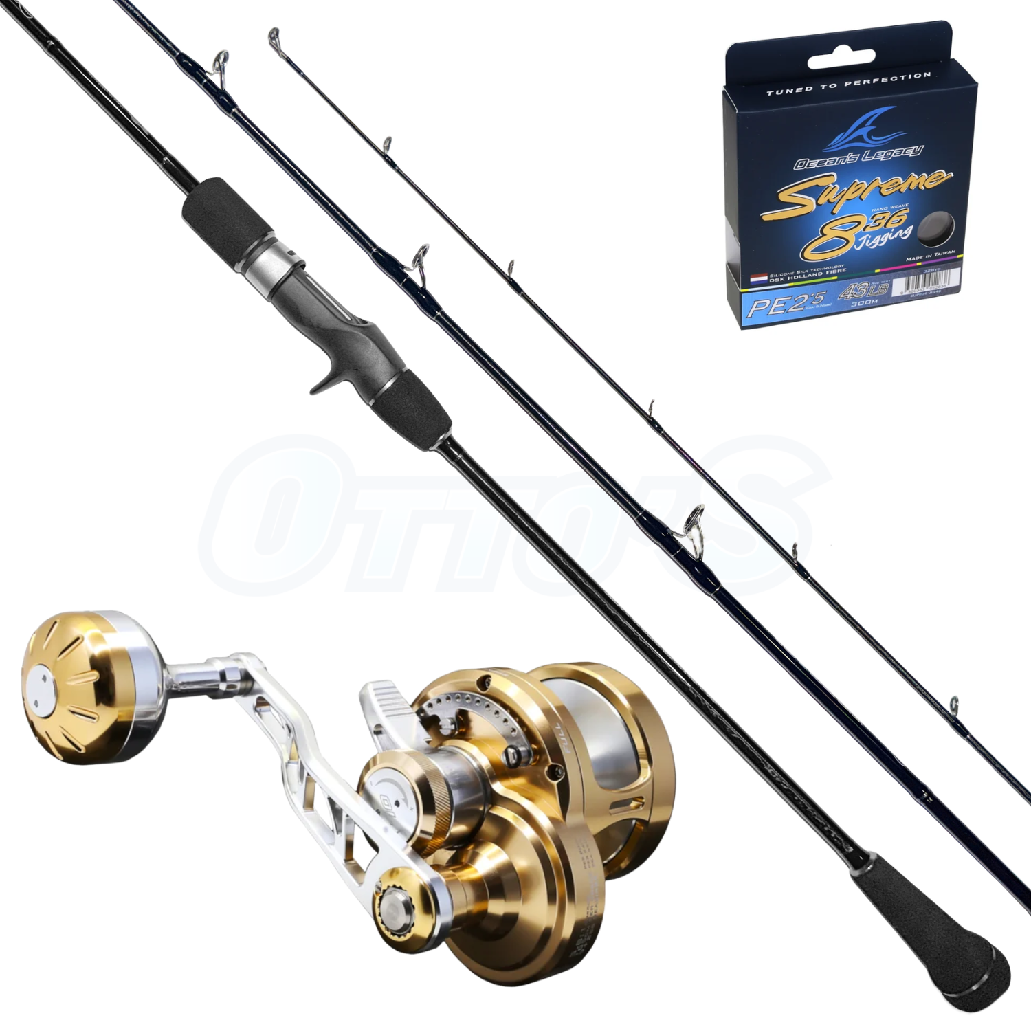 Ocean's Legacy Slow Element PE2 Overhead Slow Jigging Fishing Combo