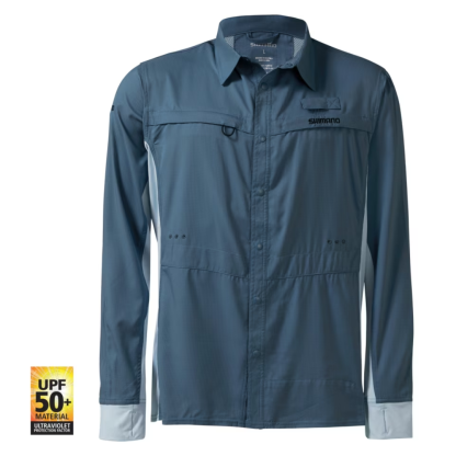 Shimano Pro Stretch Vented Navy Long Sleeve Fishing Shirt