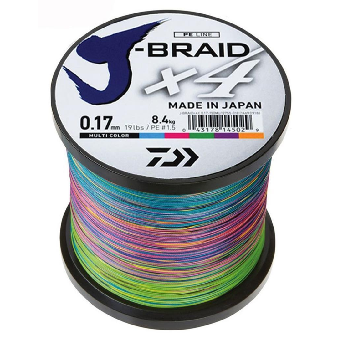 Daiwa J-Braid X4 1500m Multi Colour Bulk Braid Fishing Line