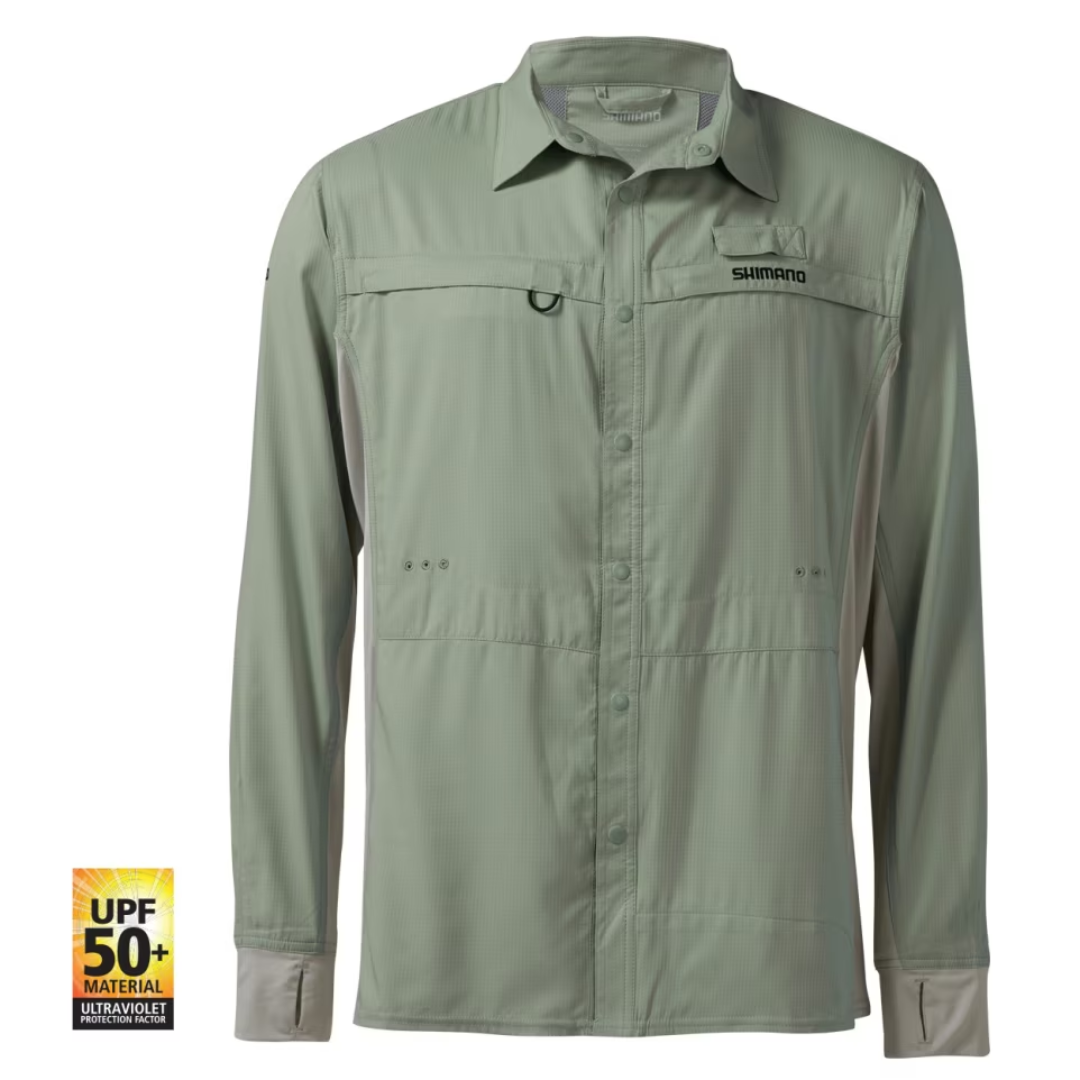 Shimano Pro Stretch Vented Long Sleeve Seafoam  Fishing Shirt Men's