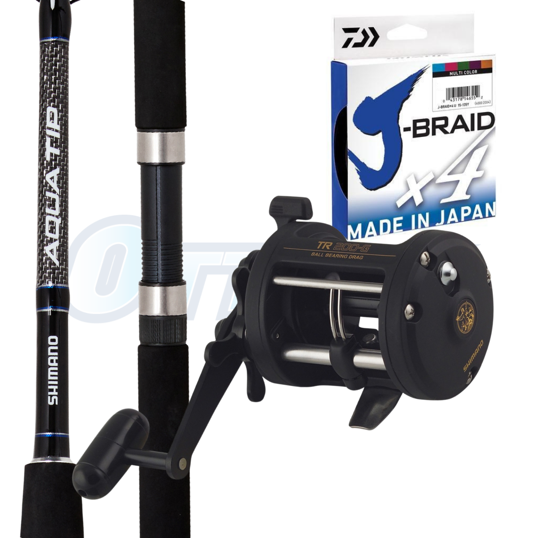Shimano TR 200 G LH Overhead Reel with Aqua Tip Overhead Rod Bottom Bashing  Combo