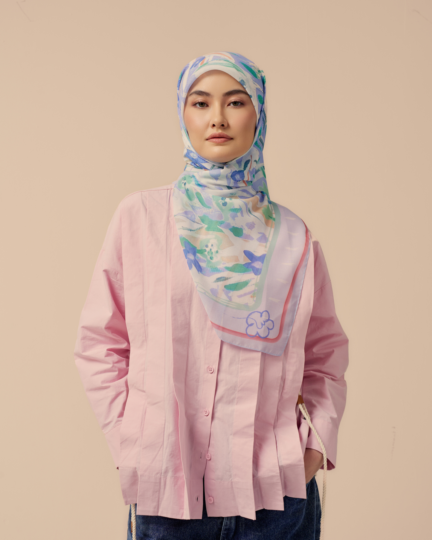 Buy Mimpikita x Pip Of Art "She Blooms" Square Voile Scarf | Mimpikita