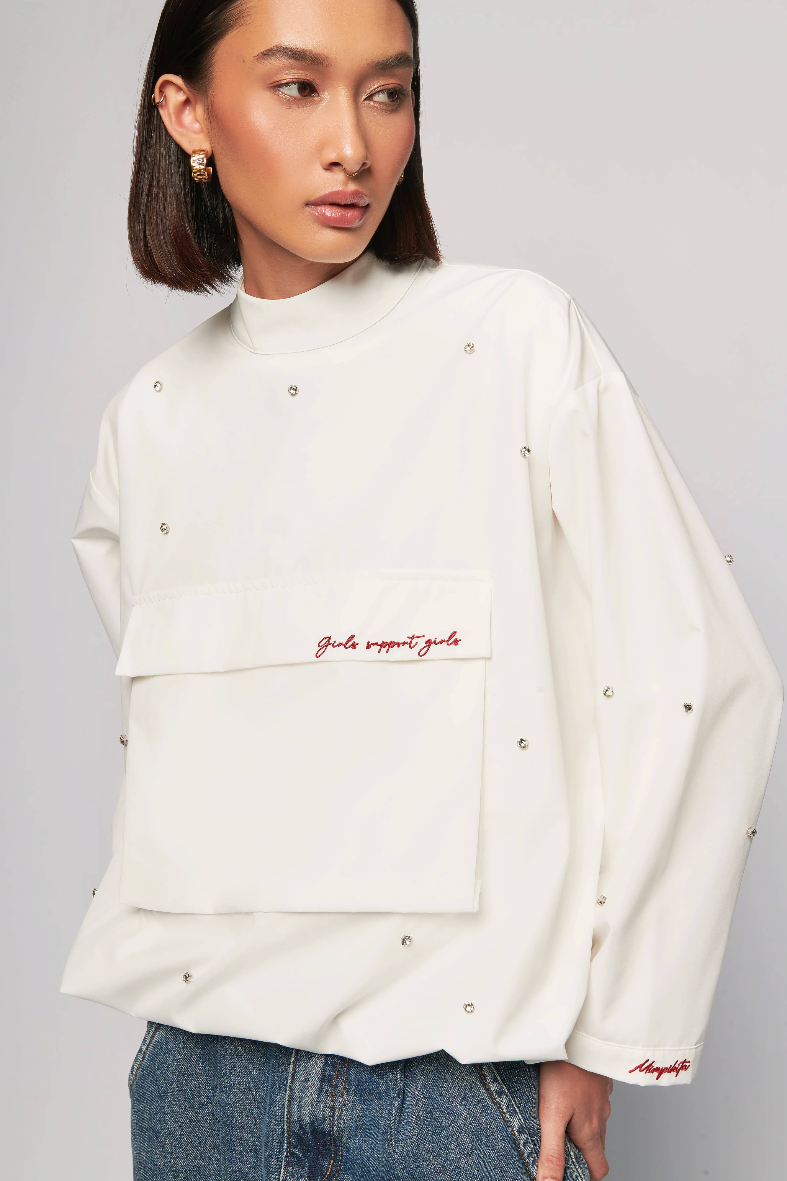 Gemma Off-White Pocket Boxy Top