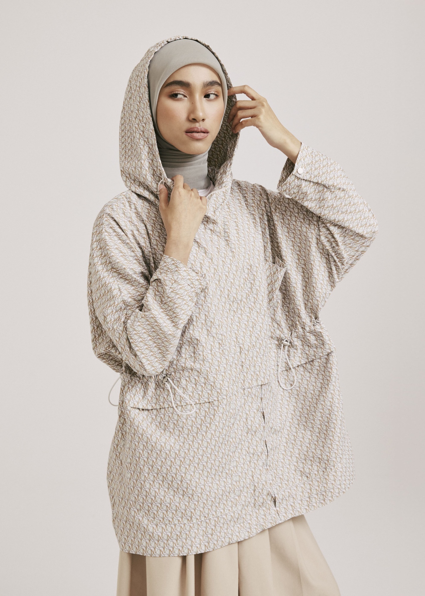 Mimpikita x Wardah Earthy Brown Printed Parka Jacket