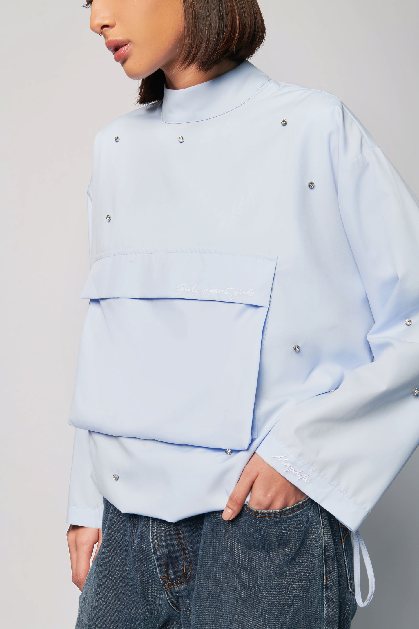 Buy Gemma Baby Blue Pocket Boxy Top | Mimpikita