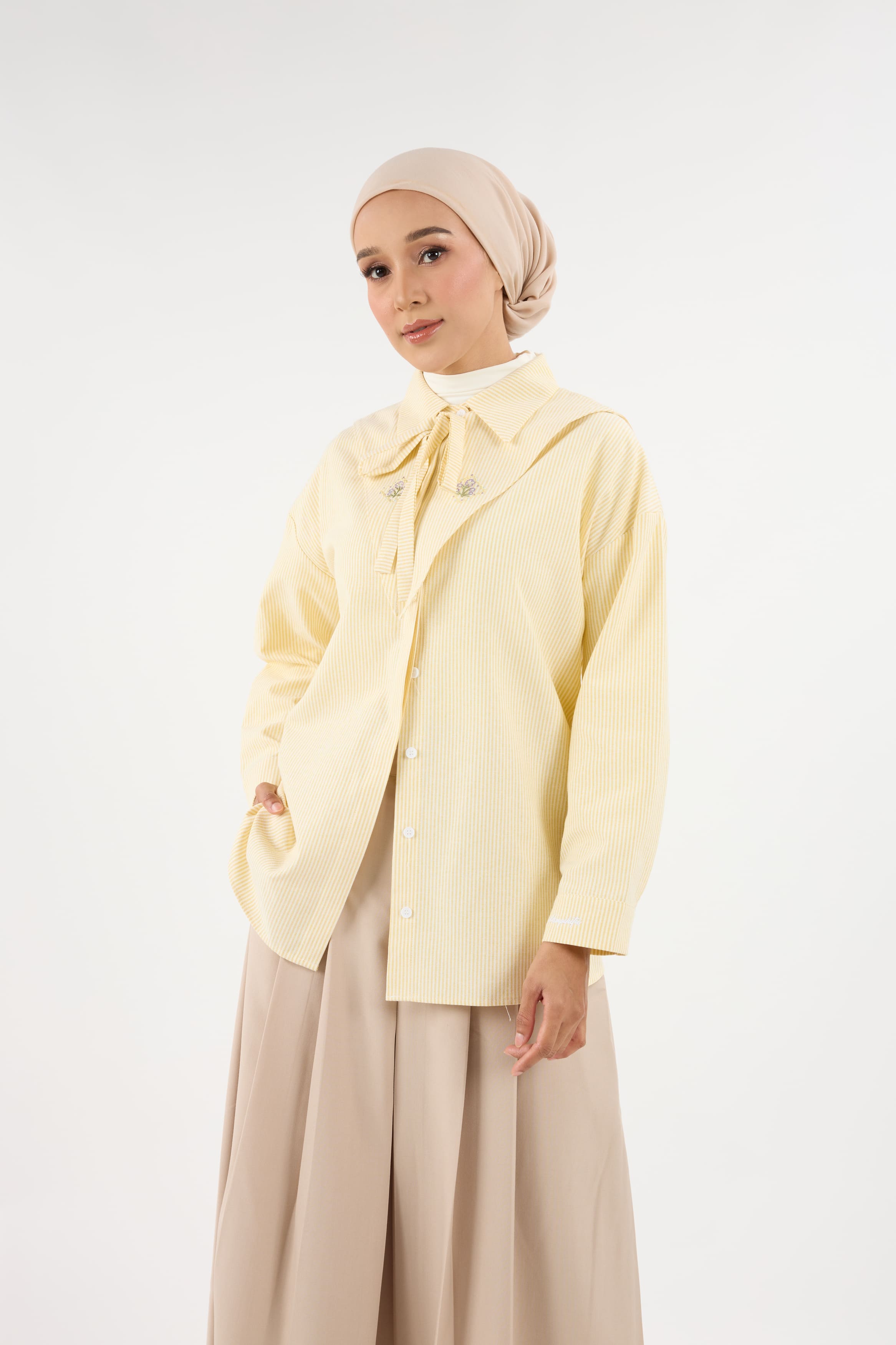 Harmoni Butter Yellow Striped Linen Shirt