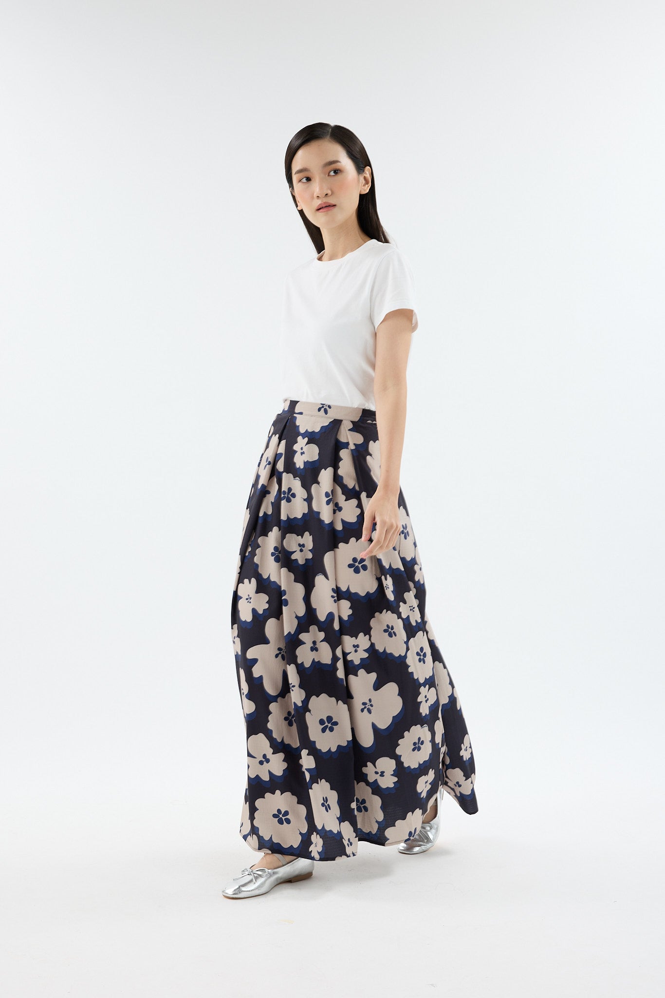 Fiora Black Printed Flare Skirt