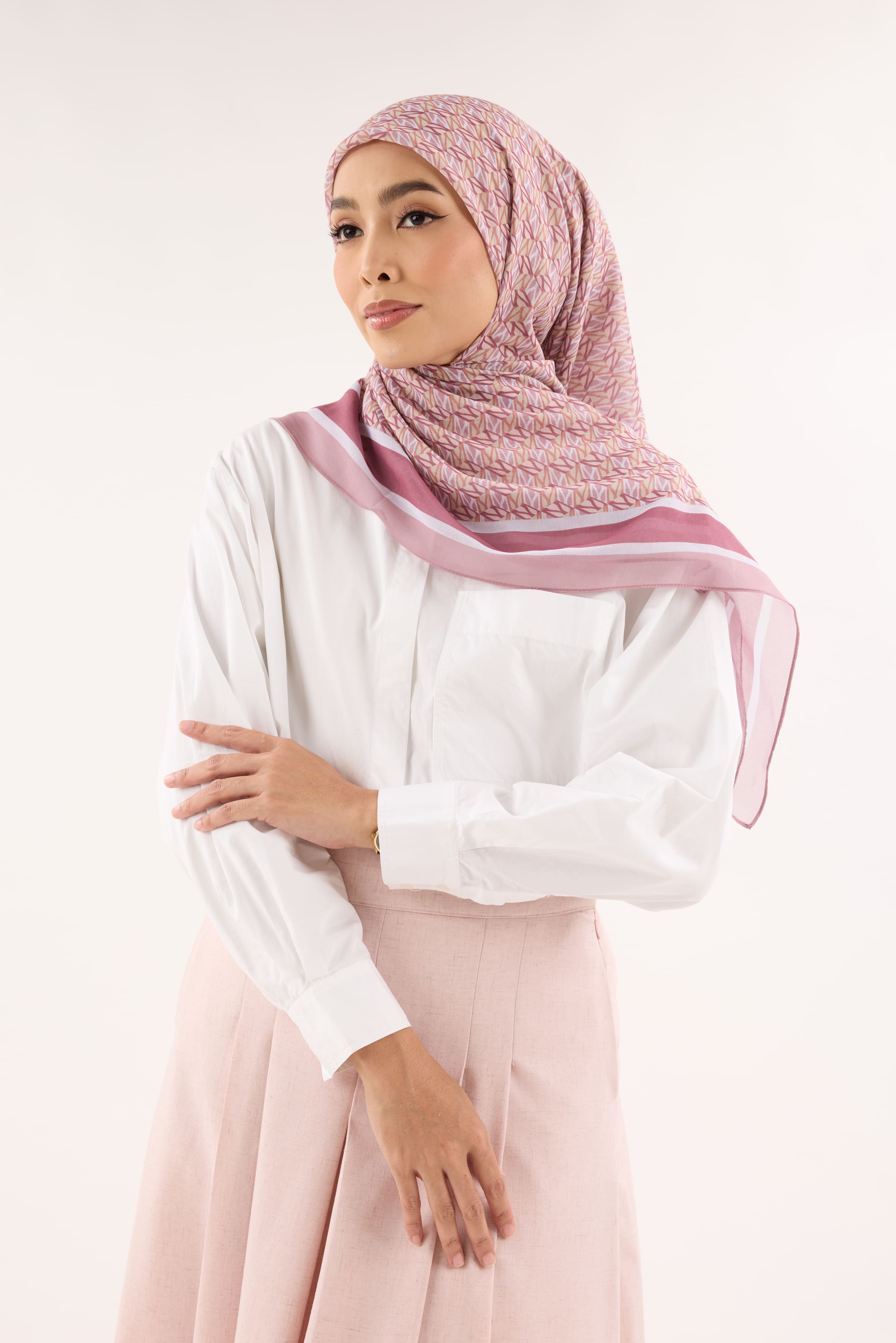 Arica Deep Blush Emblem Square Scarf
