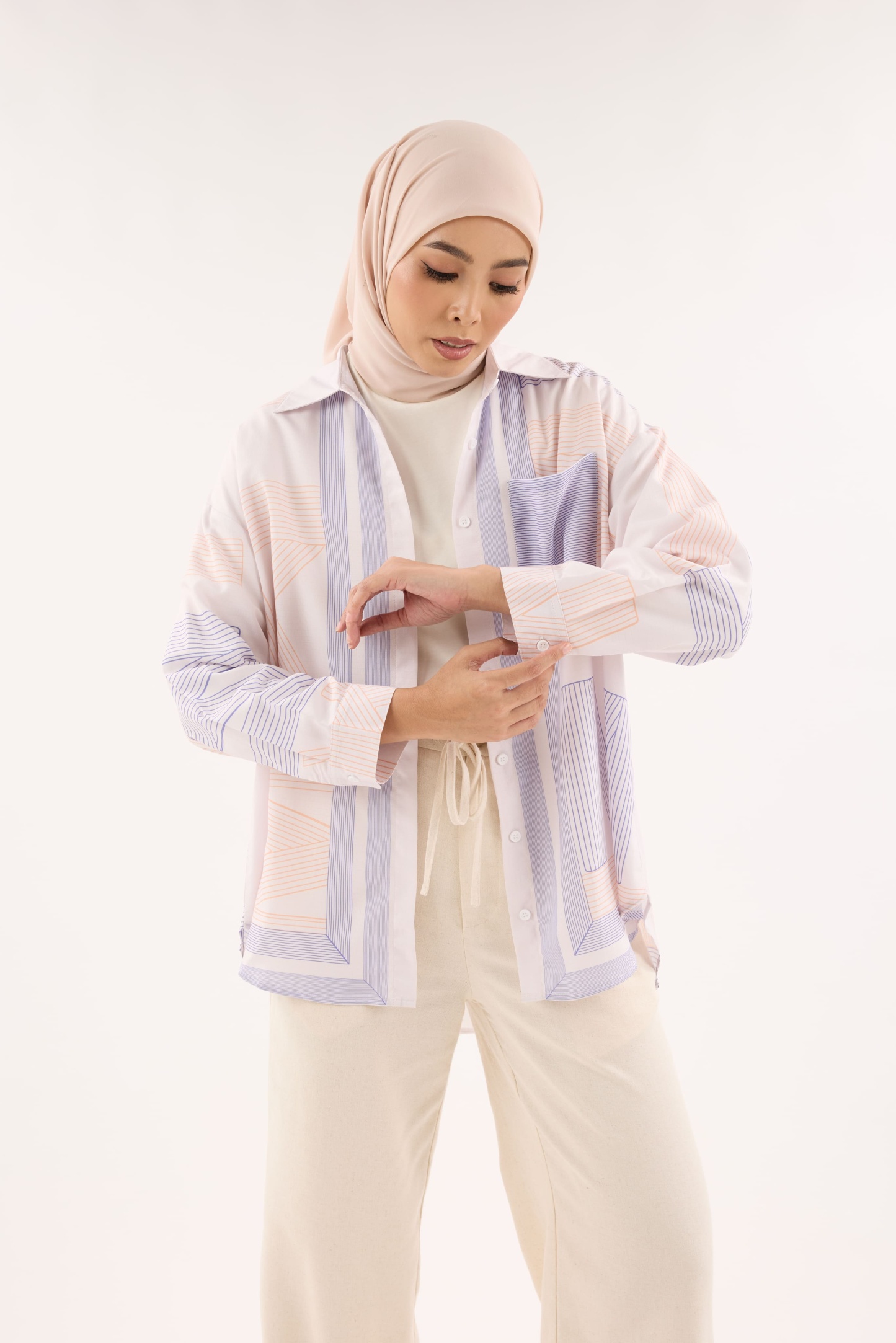 Avery Blue-Lemon Printed Oversized Shirt