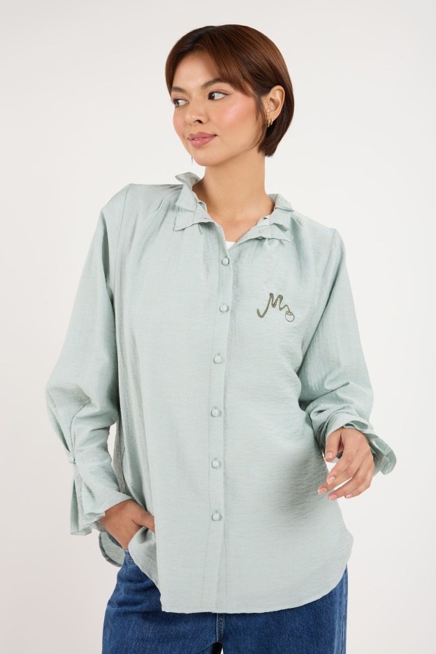 Manggis Blueish Grey High Neck Top