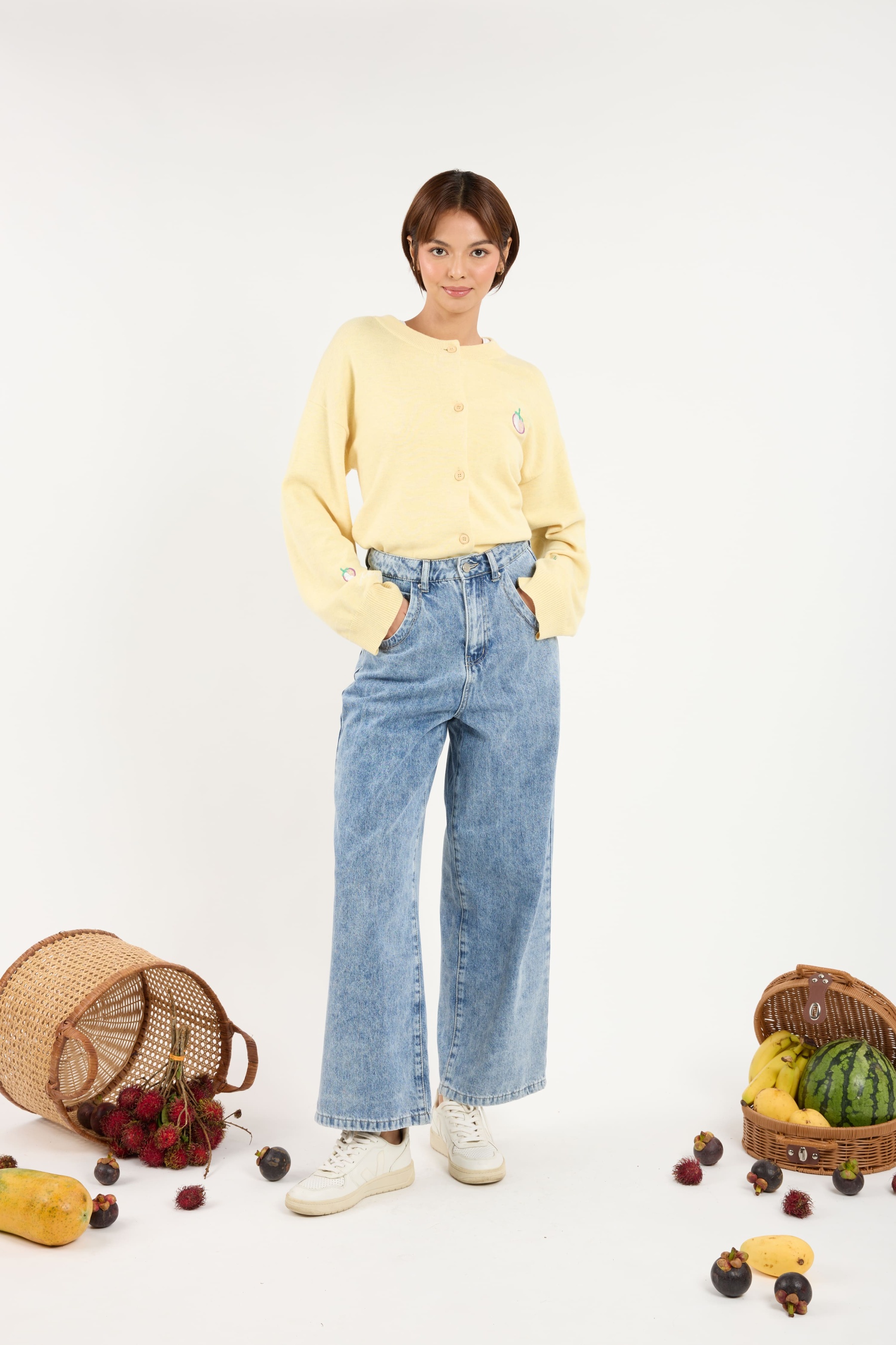 Lara Acid Wash Blue Wide Straight Jeans