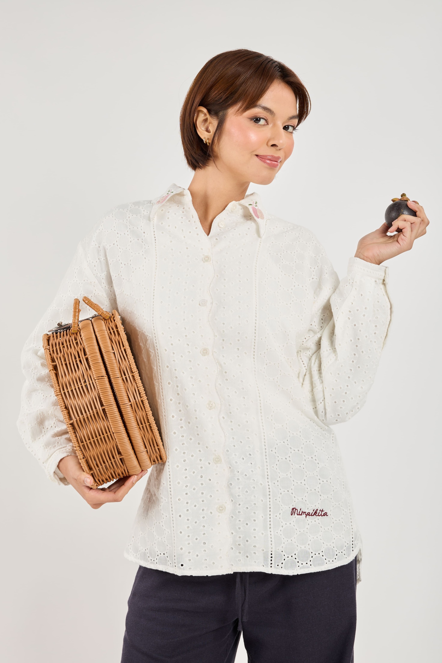 Tropika Off-White Textured Embroidered Shirt