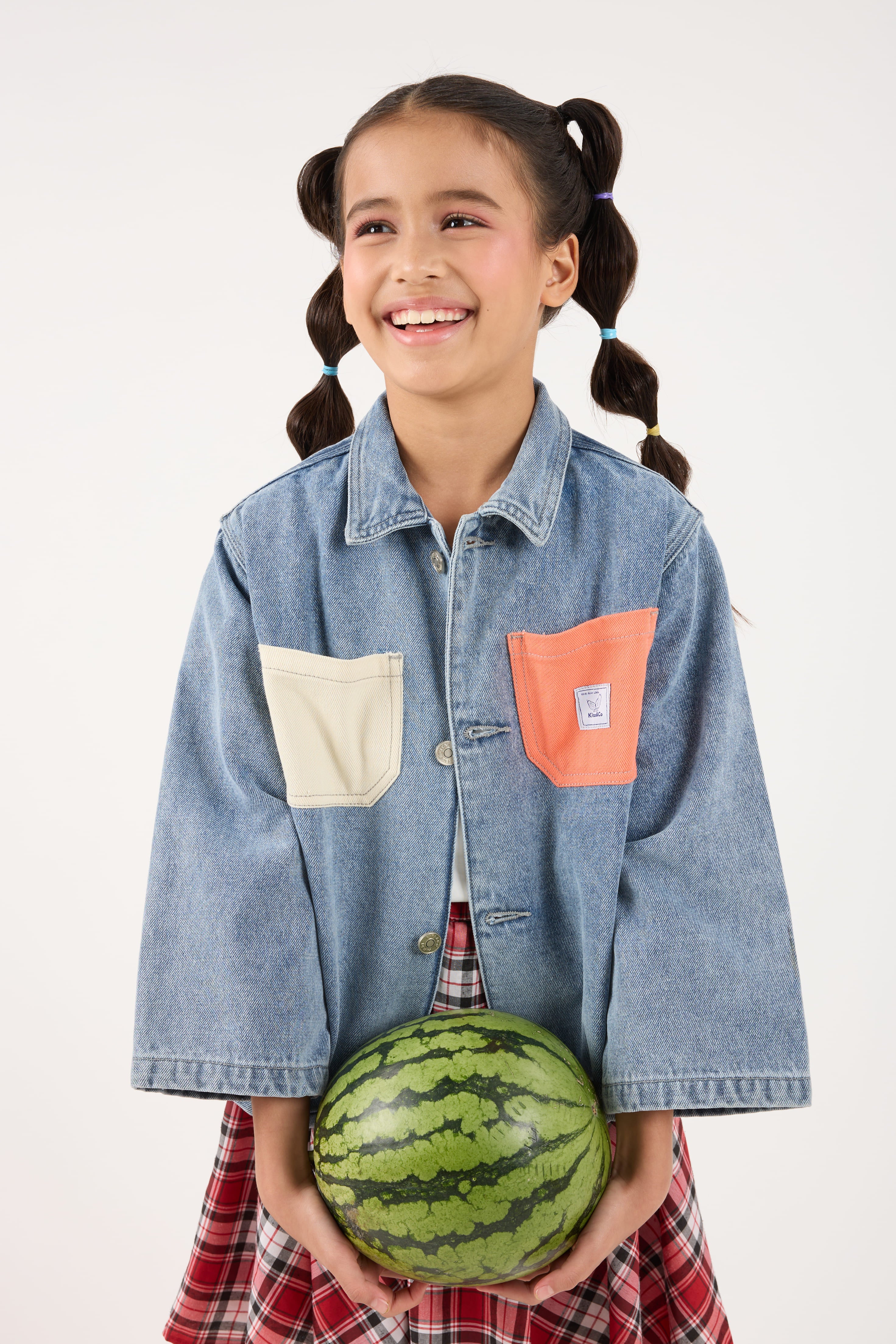 Acid Wash Blue Mini Oversized Denim Shirt - Kids