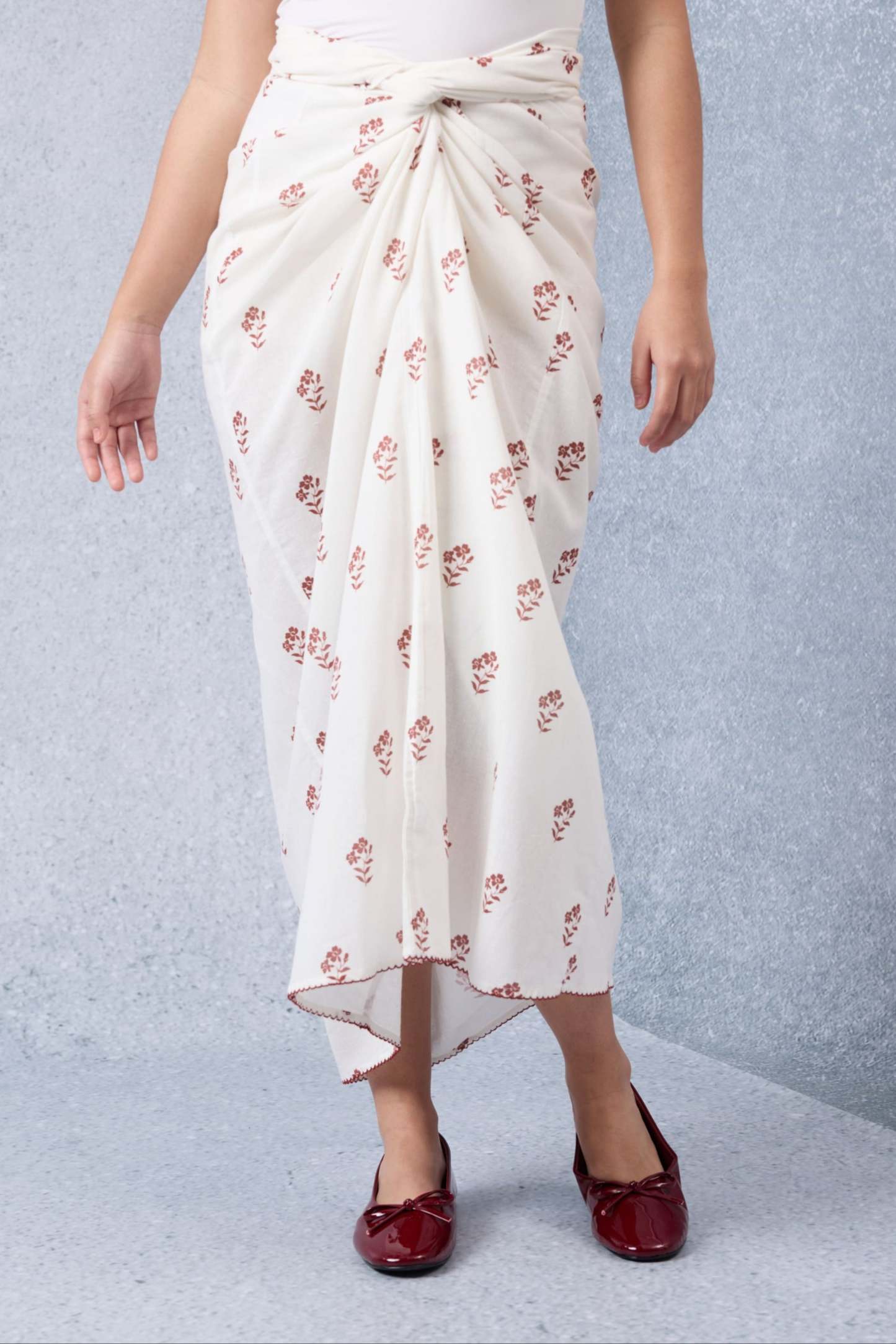 Suka Maroon Printed Pareo Skirt