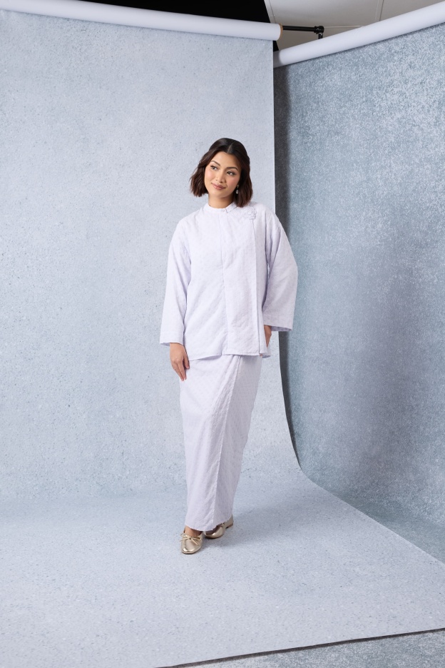 Murni Lilac Textured Floral Kurung Set