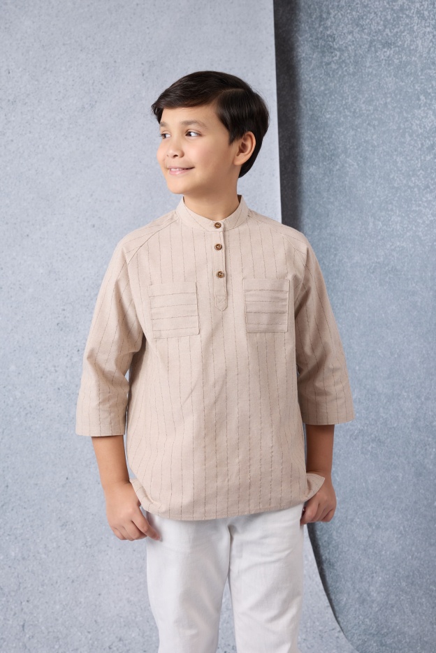 Jiwa Warm Nude Mini Striped Kurta