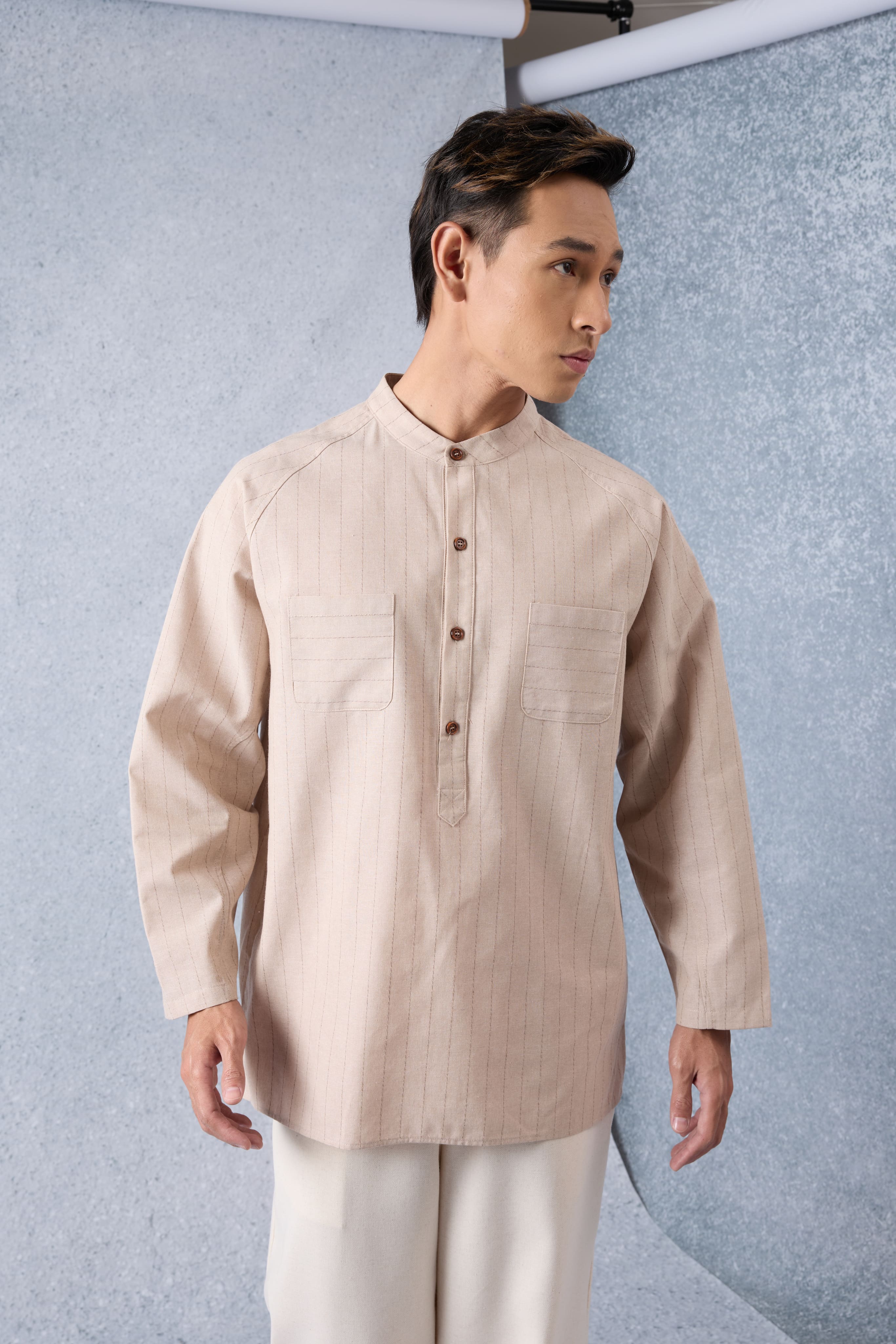 Jiwa Warm Nude Striped Kurta