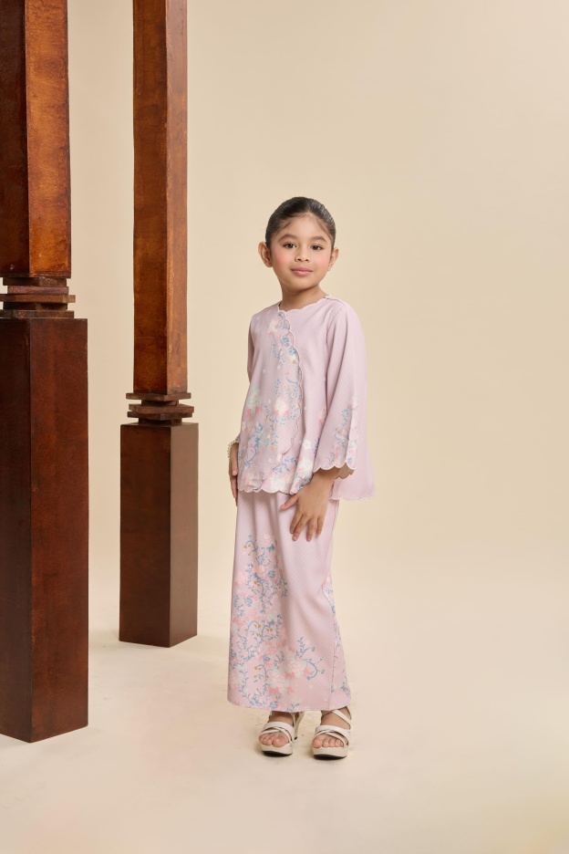 Amala Blush Pink Mini Scallop Kurung Set