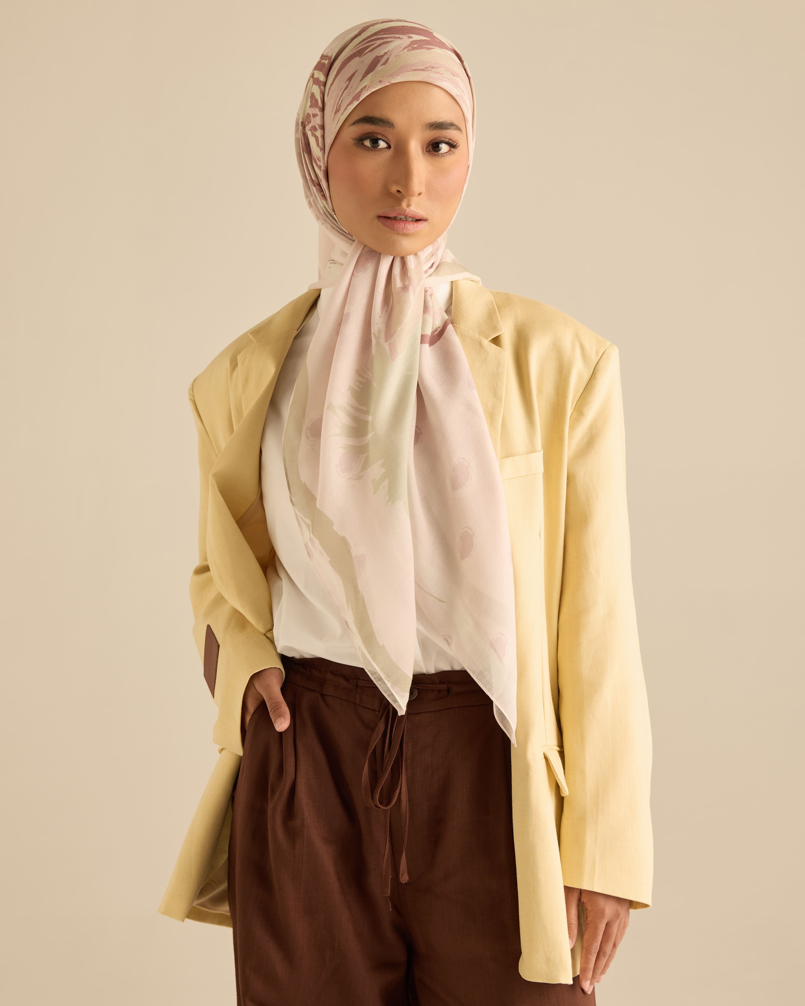 Cassia Dusty Pink Square Voile Scarf