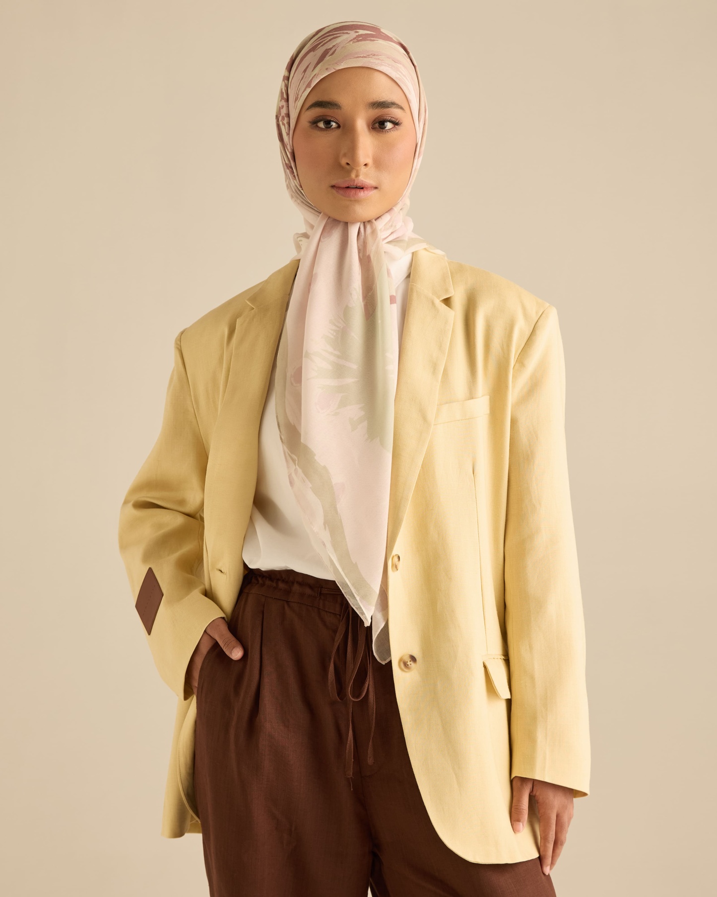 Sandra Soft Yellow Linen Oversized Blazer