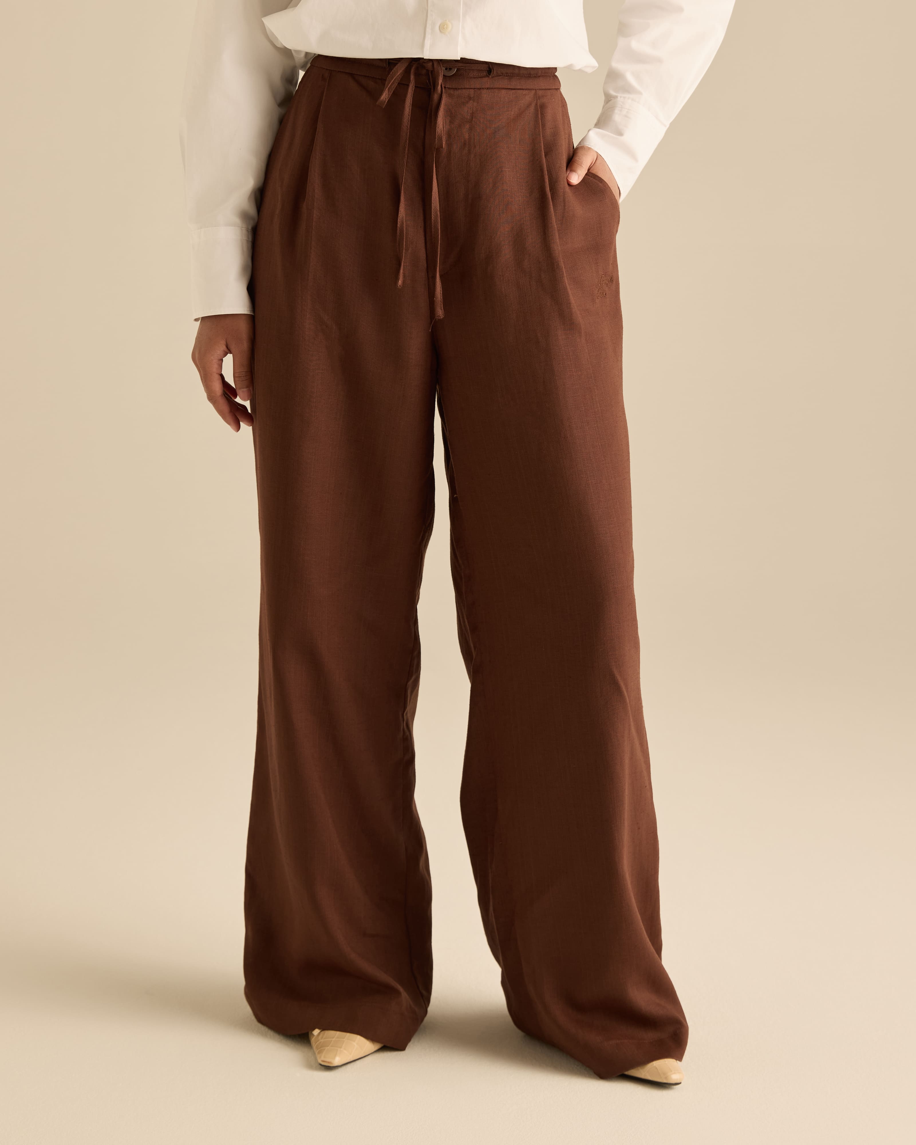亀井 　Rota brown 1pleats linen pants Mens Linen Pants | Summer Trousers | 100% Made in Italy – Rota SRL