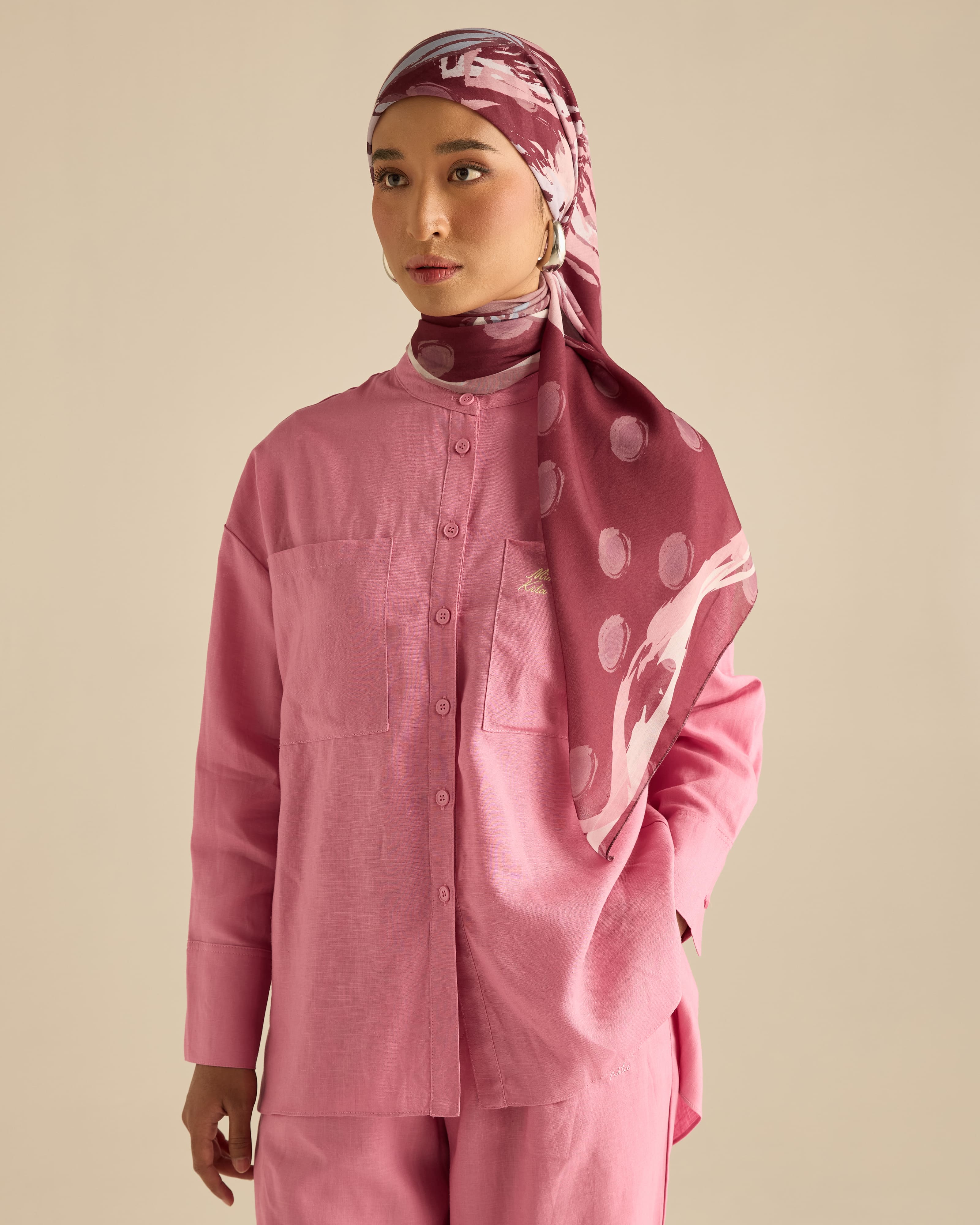 Cassia Plum Square Voile Scarf