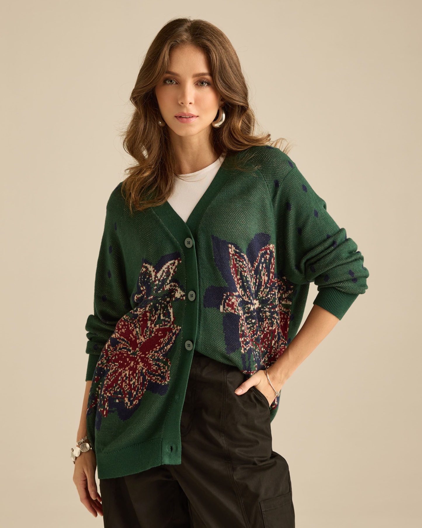 Amora Emerald Knitted Wool Cardigan