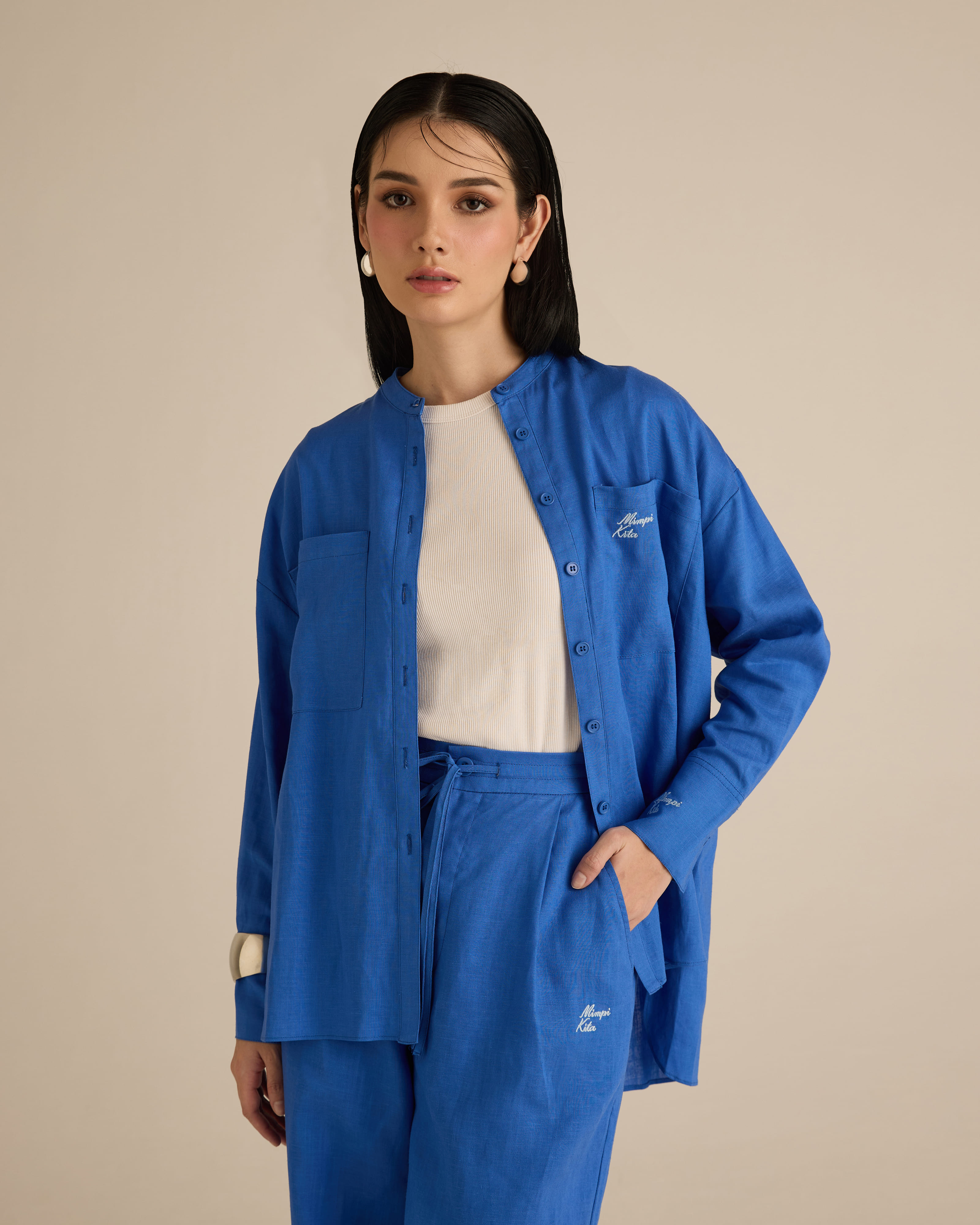 Mila Sonic Blue Linen Shirt
