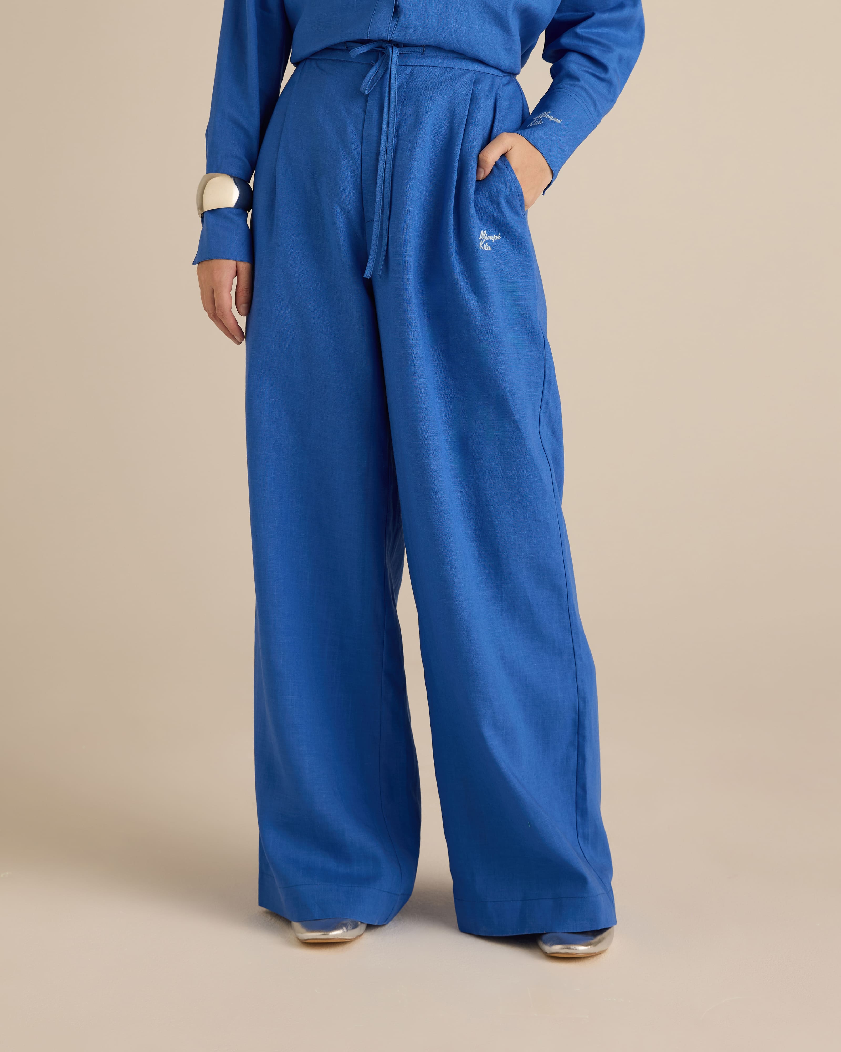 Mila Sonic Blue Linen Pants