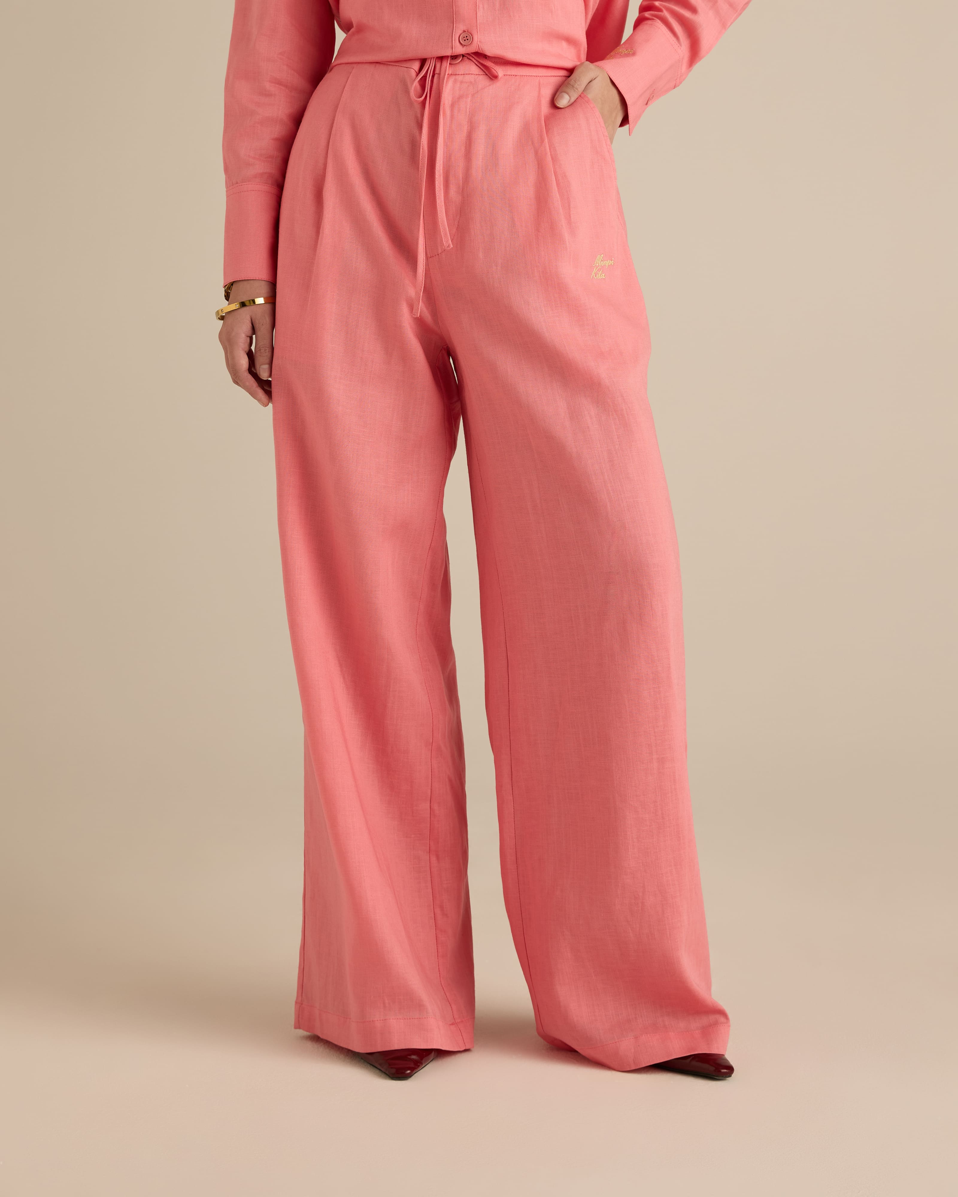 Mila Rosy Pink Linen Pants