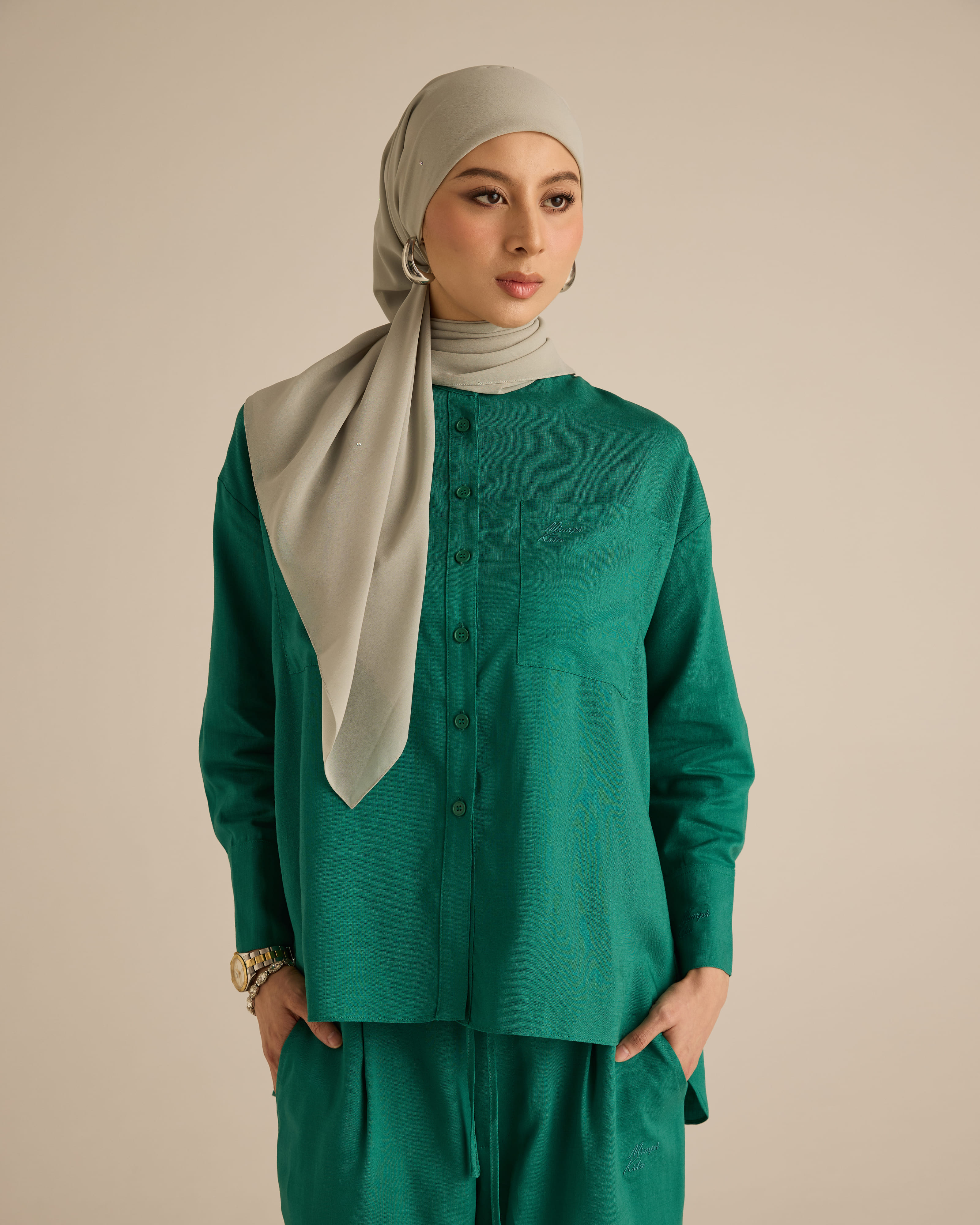 Mila Evergreen Linen Shirt