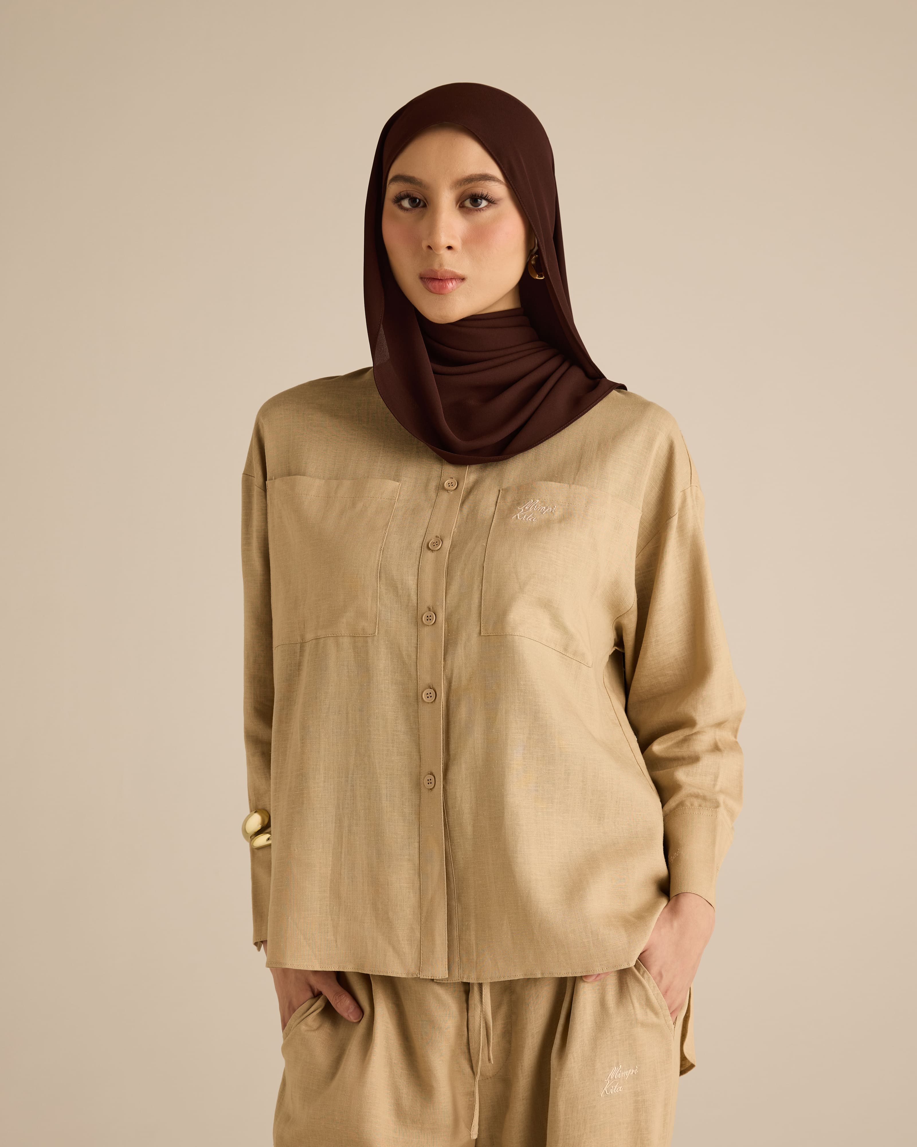 Mila Nude Linen Shirt