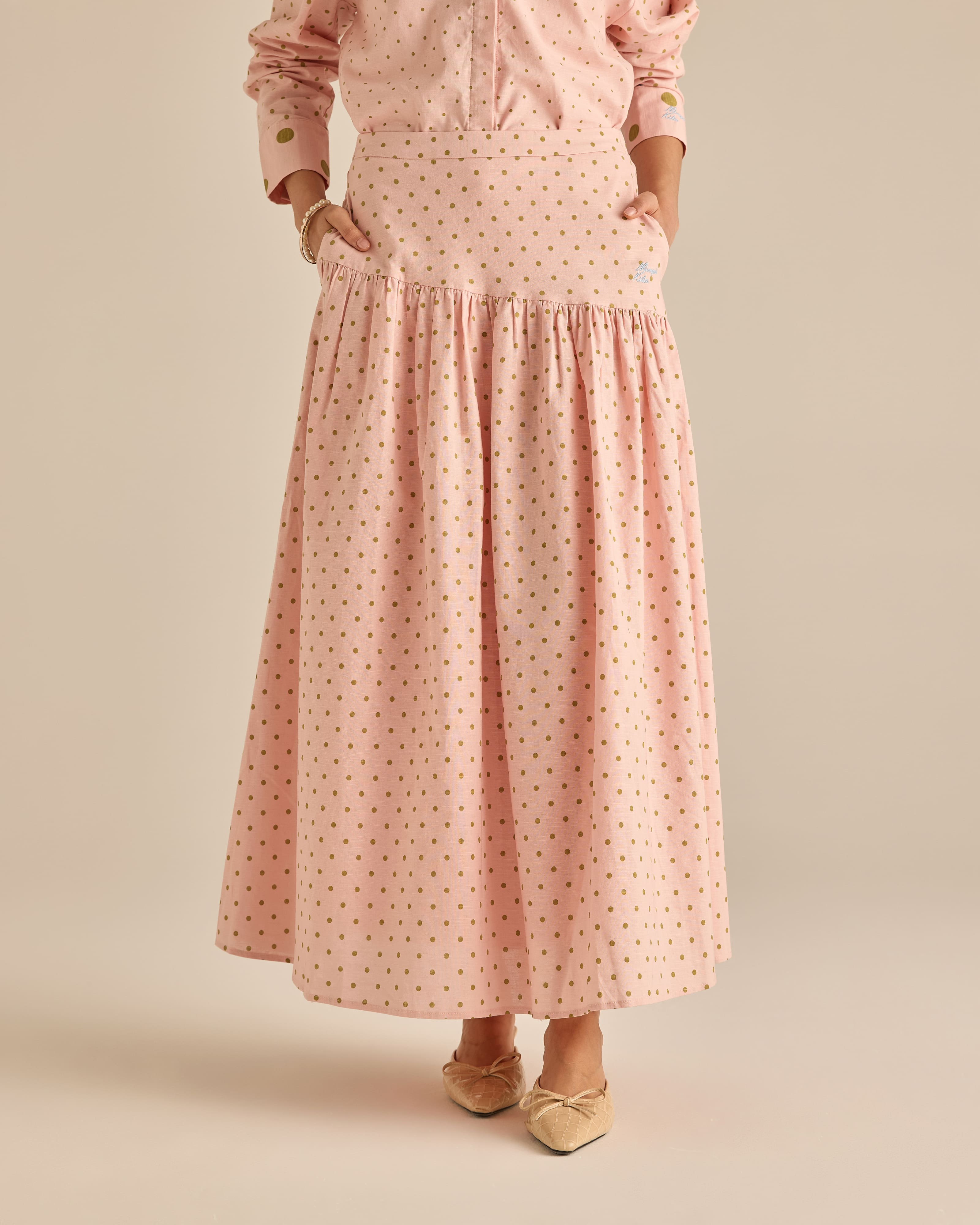 Kittie Dusty Pink Polka Dot Skirt