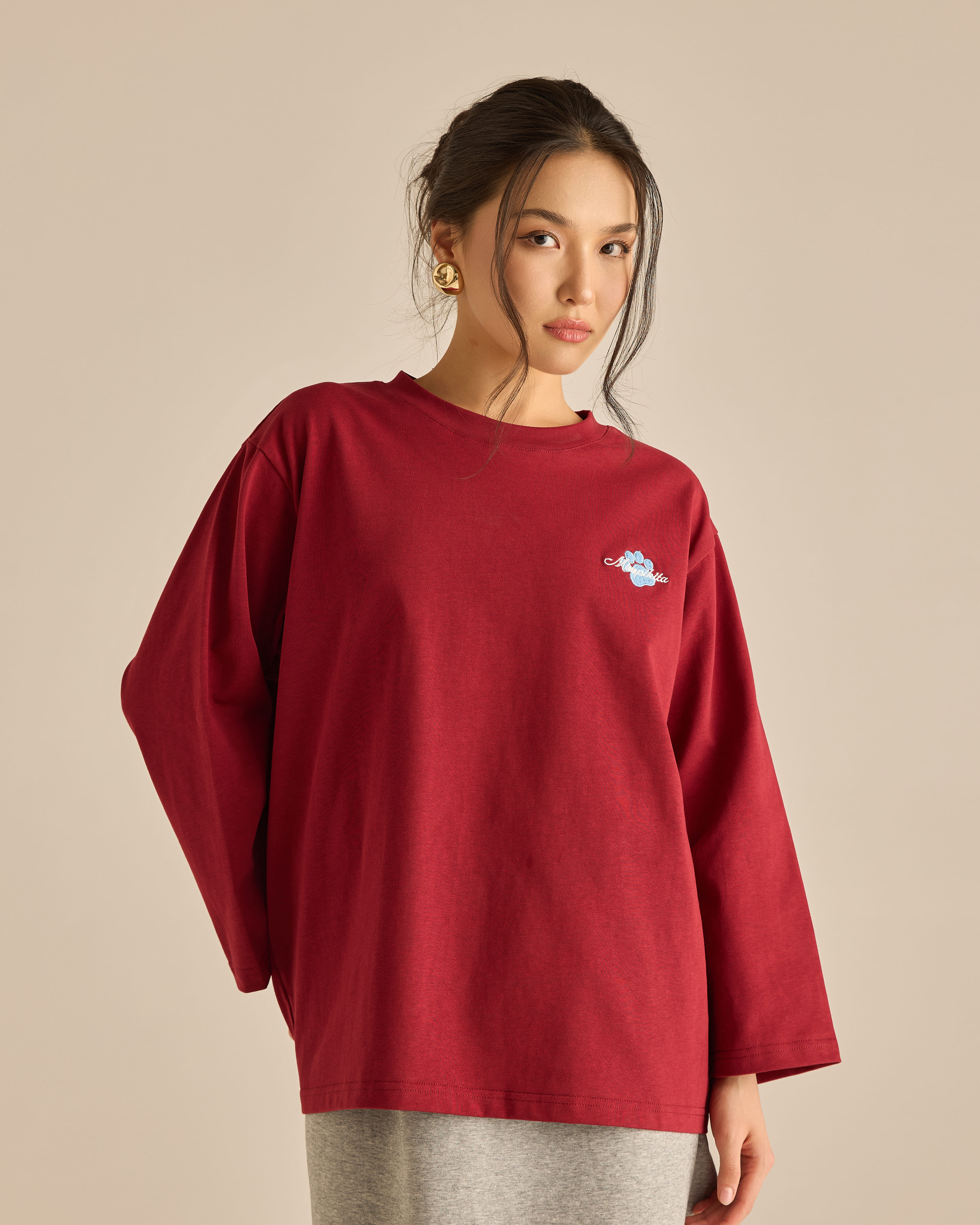 Catmom Maroon Long Sleeve T-Shirt