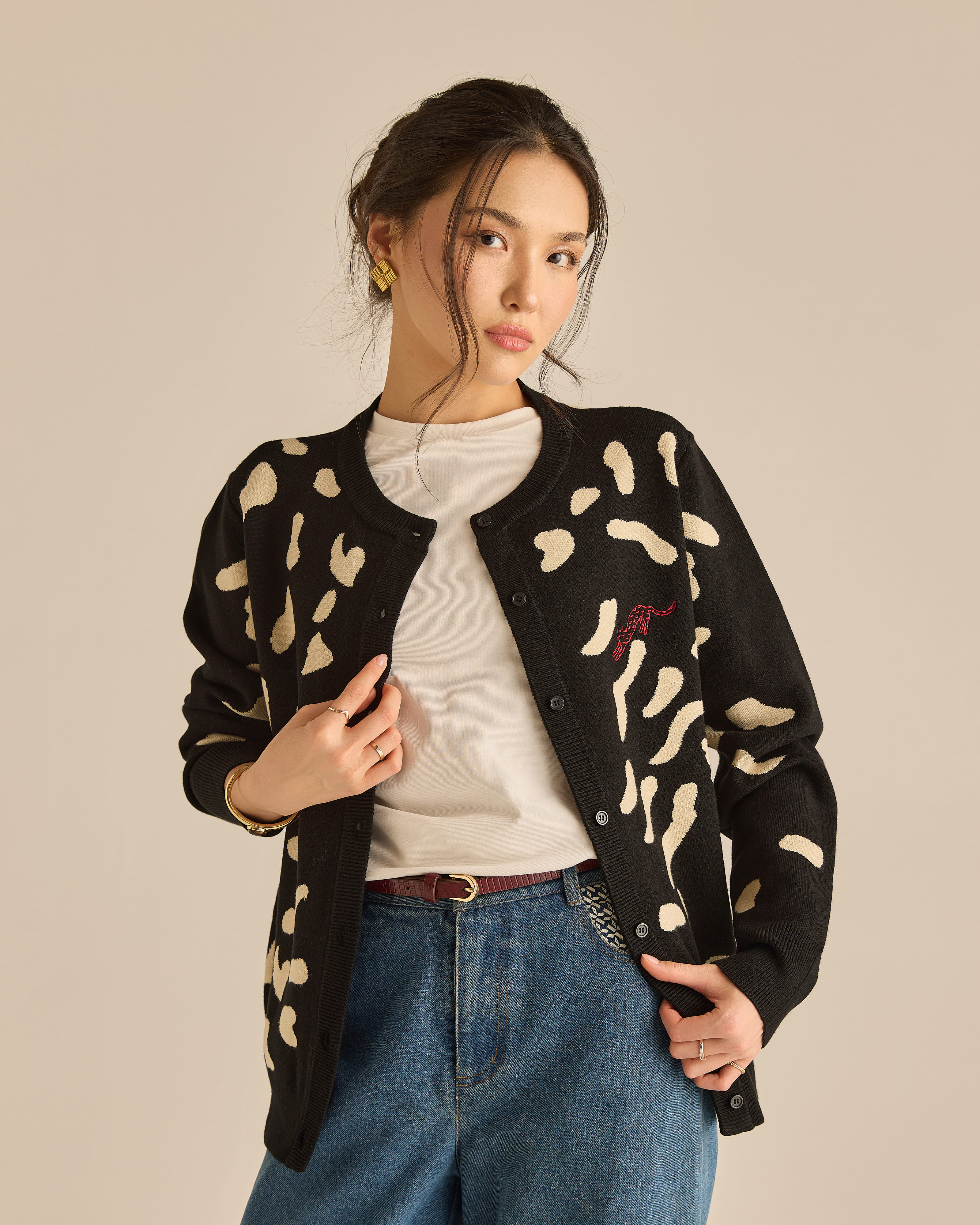 Purrdy Black Knitted Cardigan