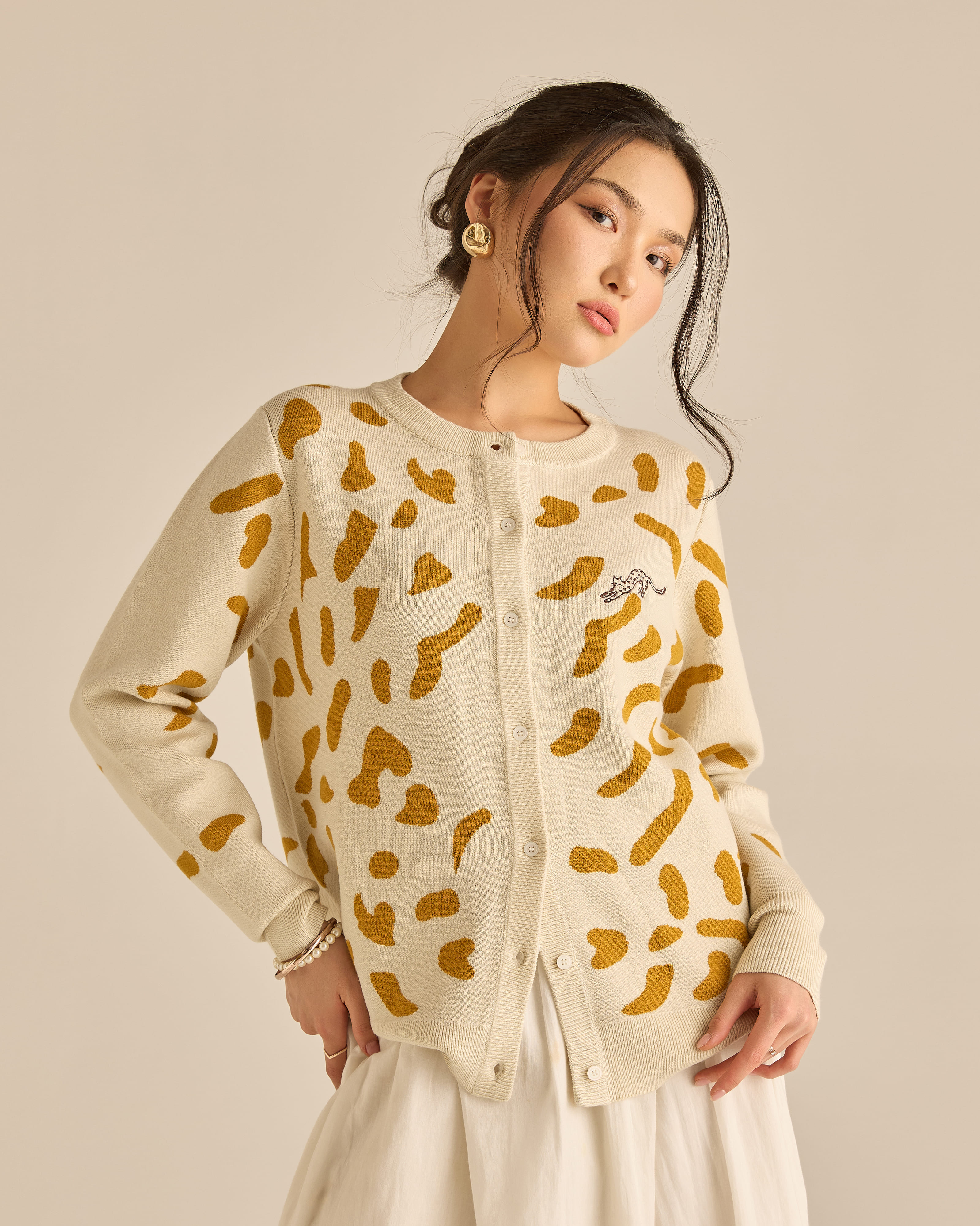 Purrdy Cream Knitted Cardigan