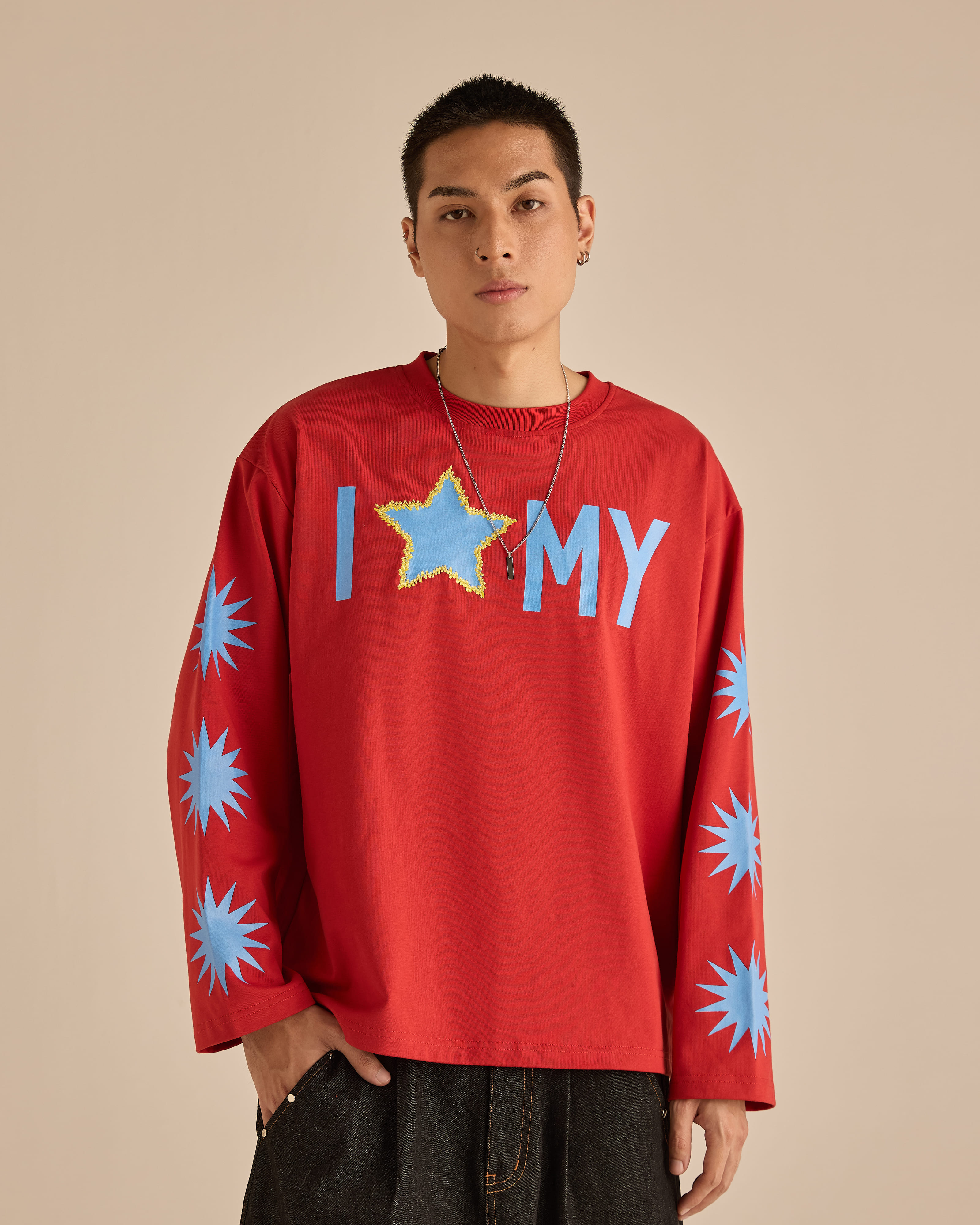 Warga Red Graphic Long Sleeve T-Shirt