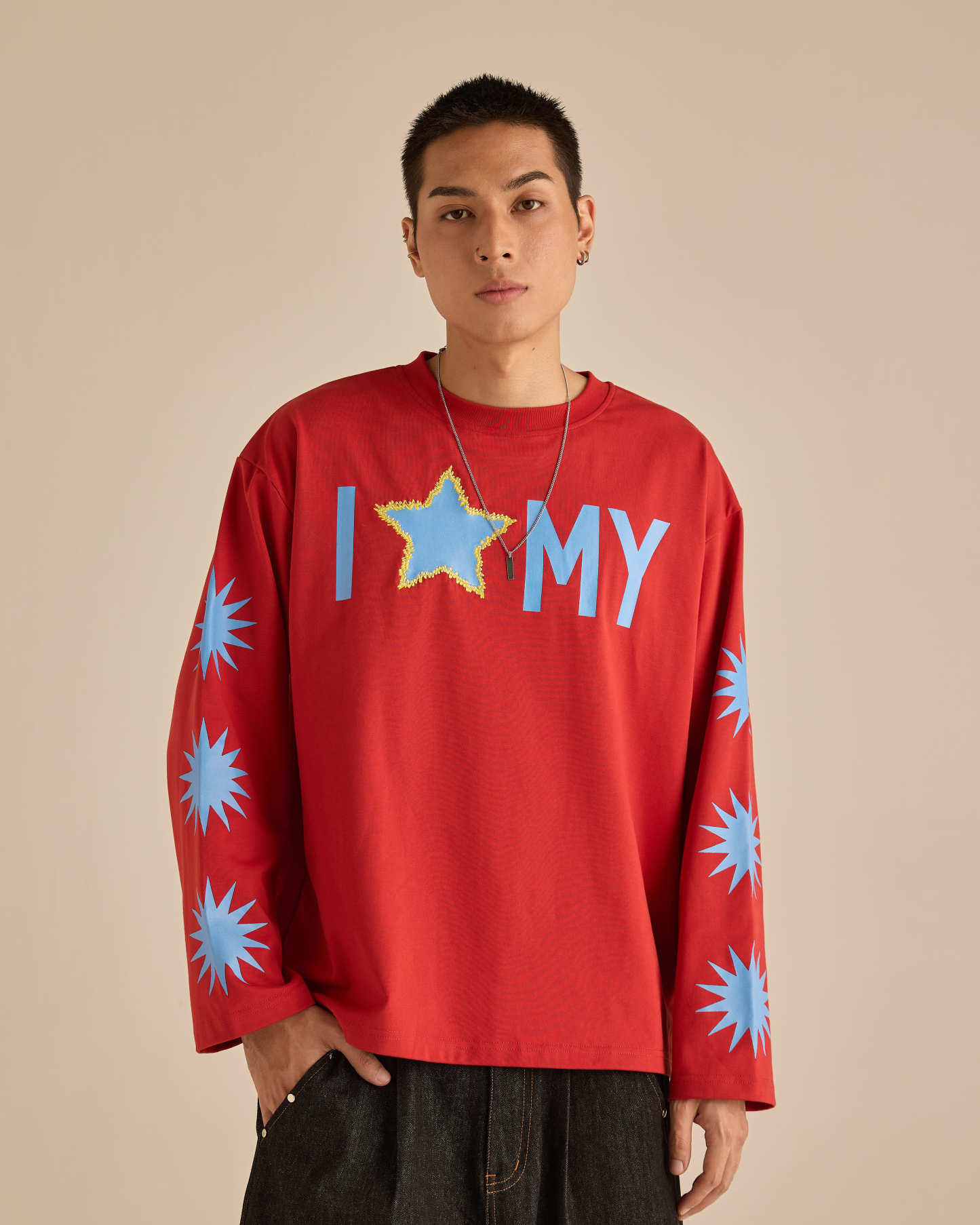 Warga Red Graphic Long Sleeve T-Shirt