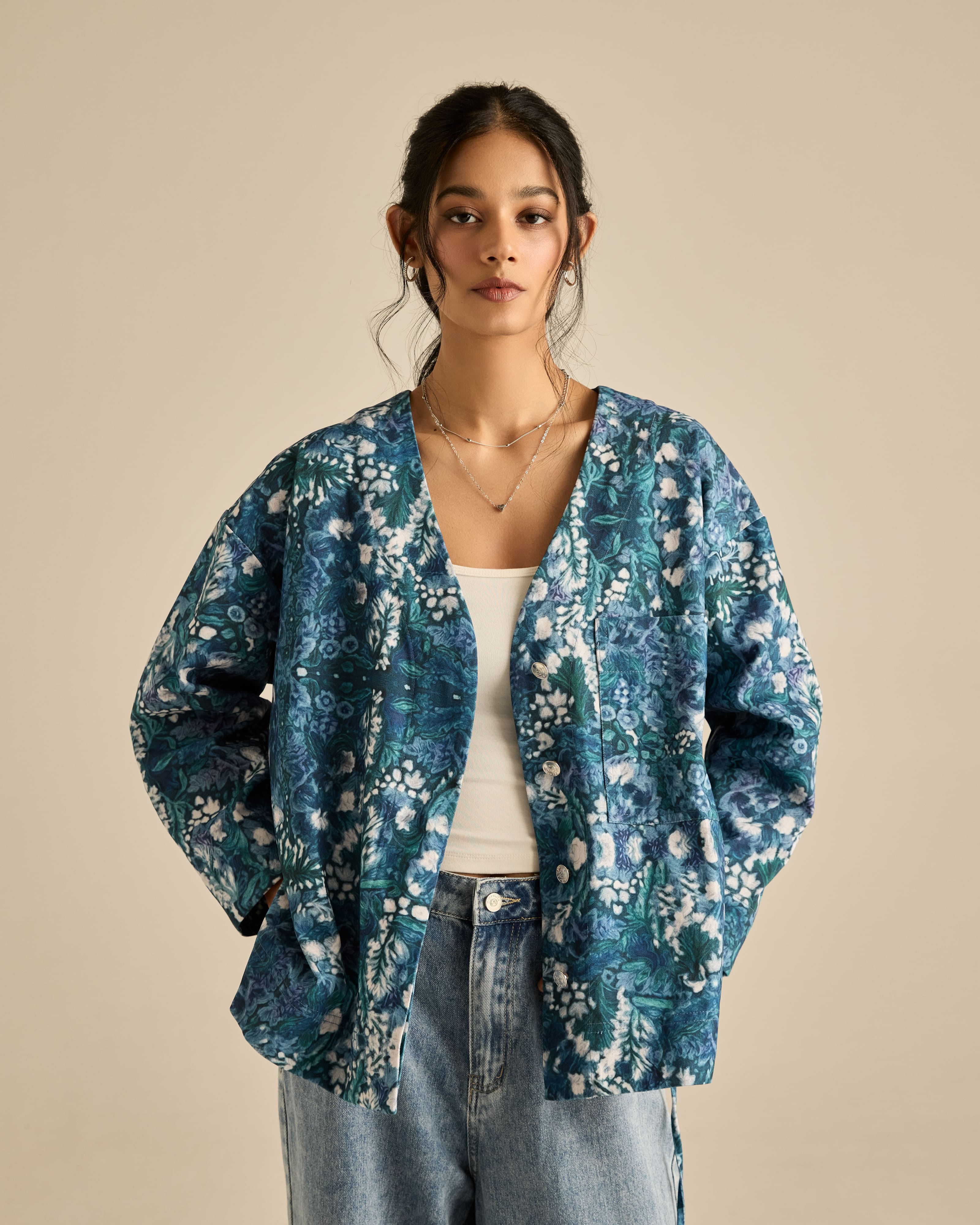 Esme Blue Printed Cotton Kimono