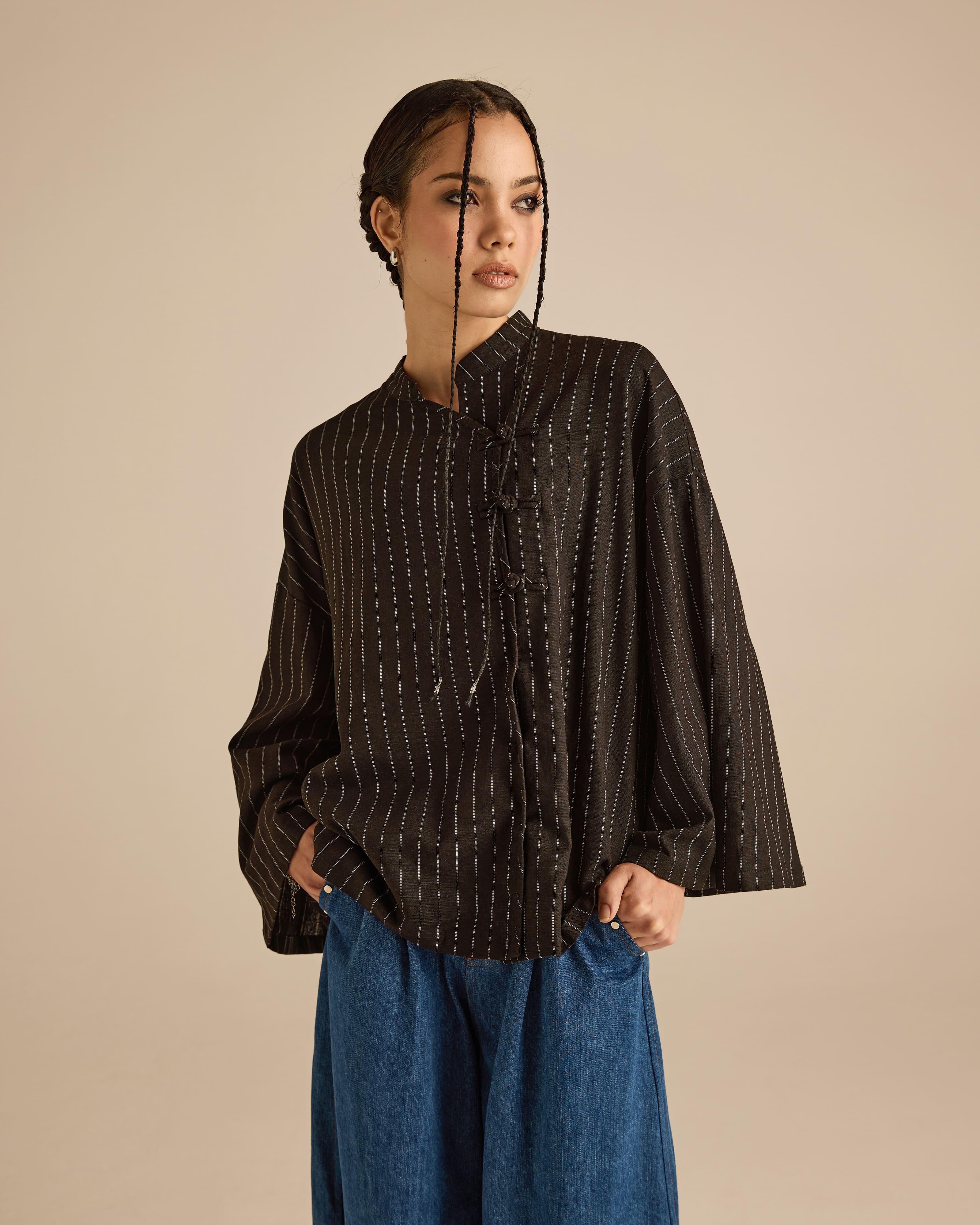 Nadra Black Stripe Boxy Top