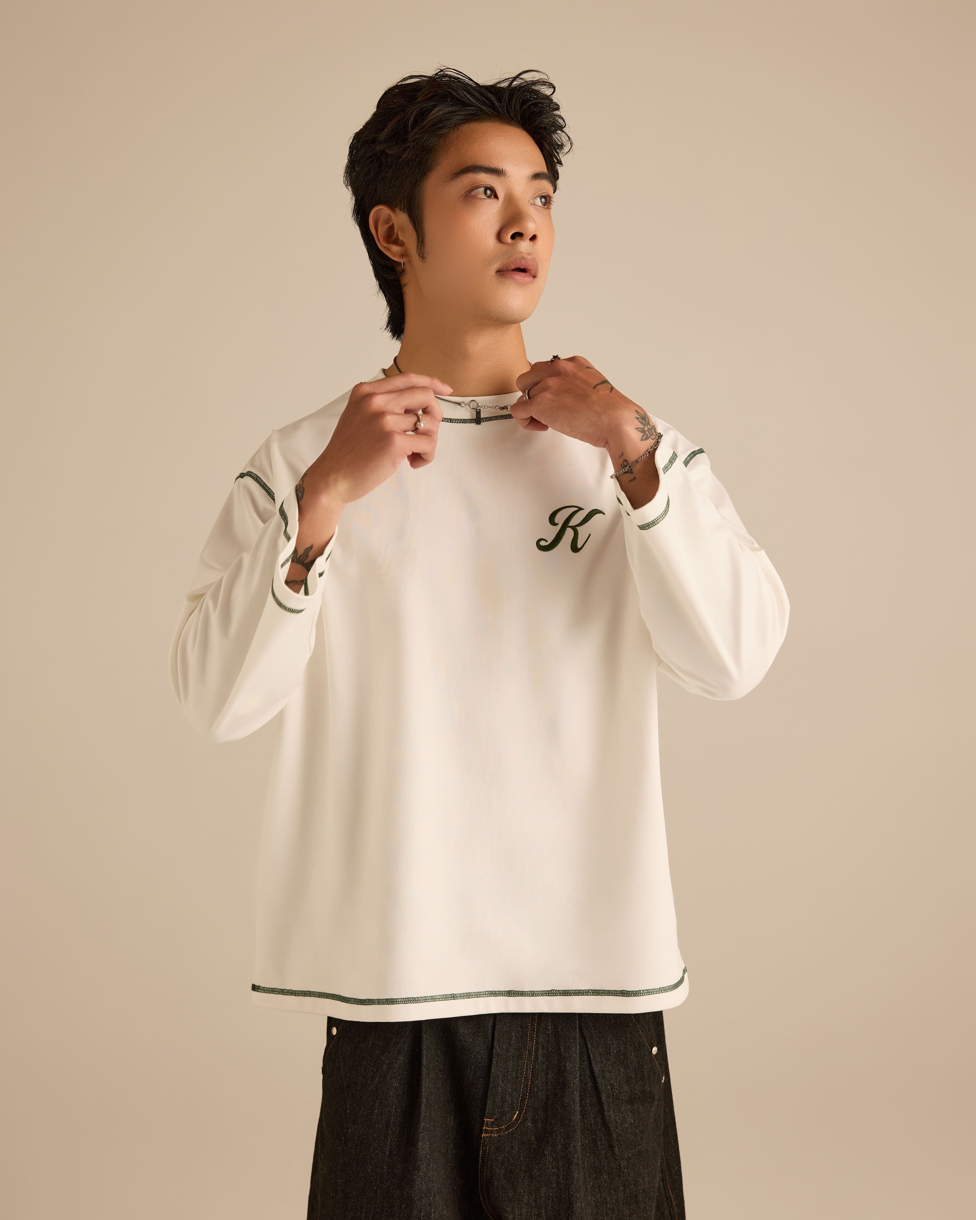 Signature Off White Long Sleeve T-Shirt