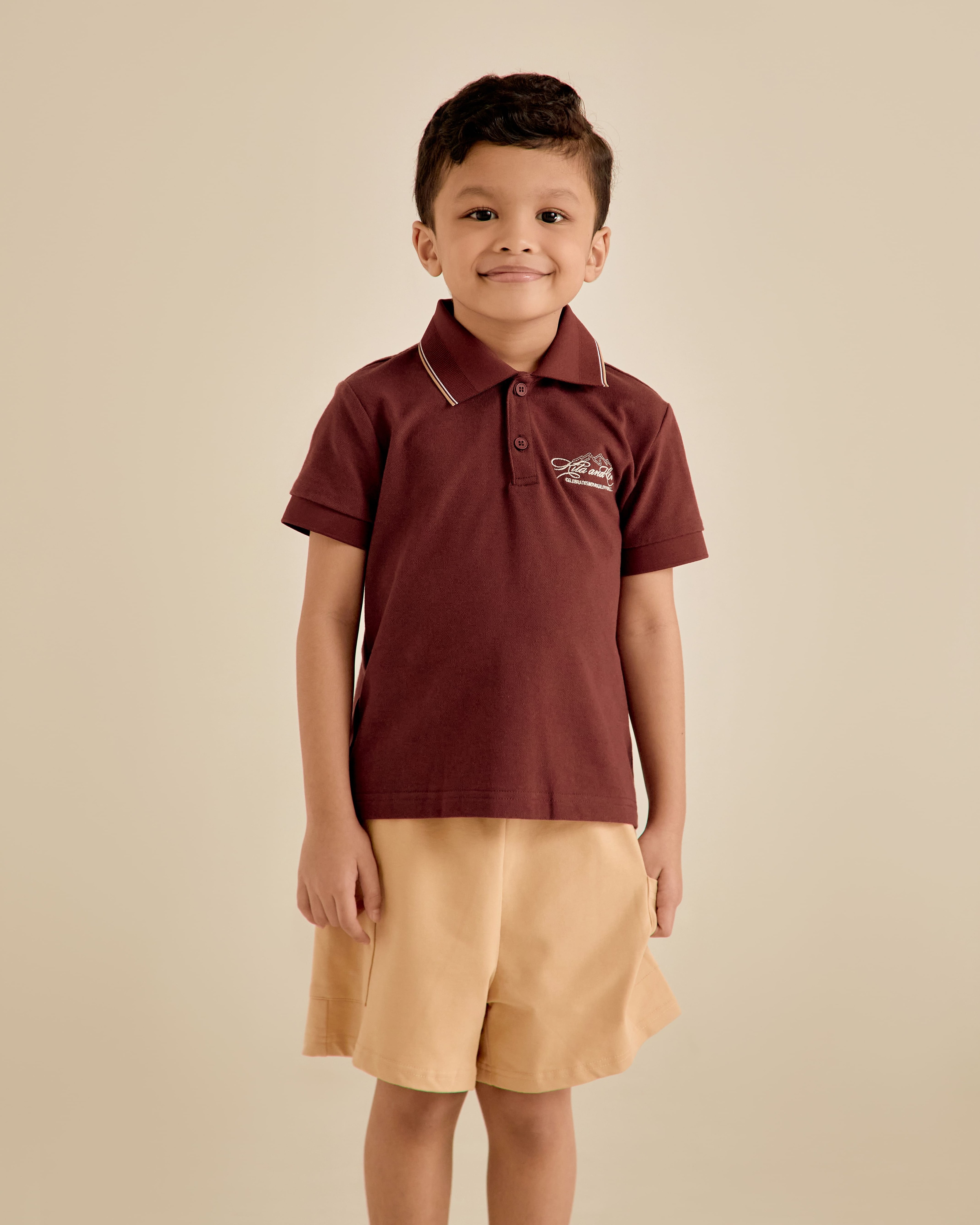Mini Signature Maroon Regular Fit Polo Shirt