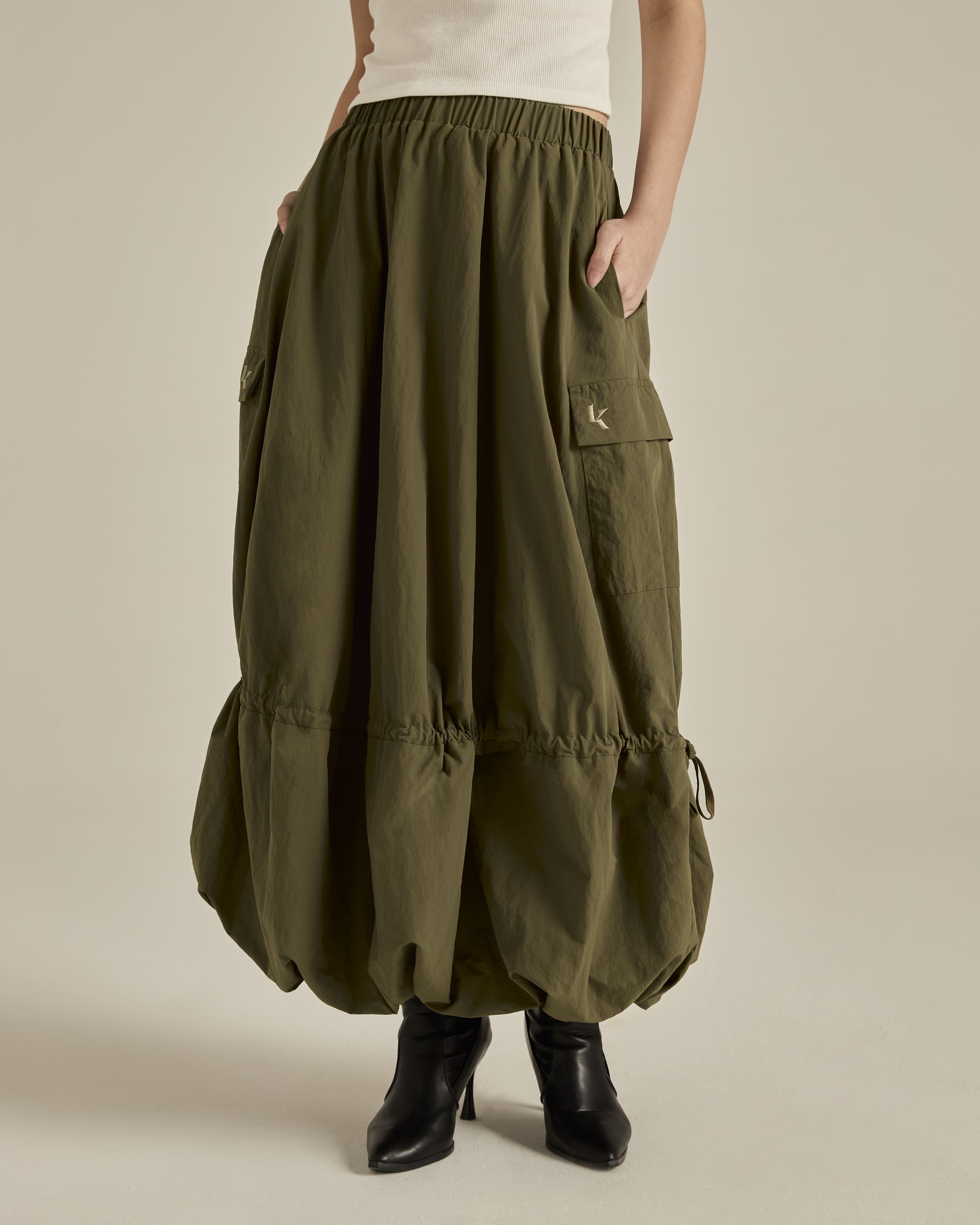 Army Green Balloon Skirt