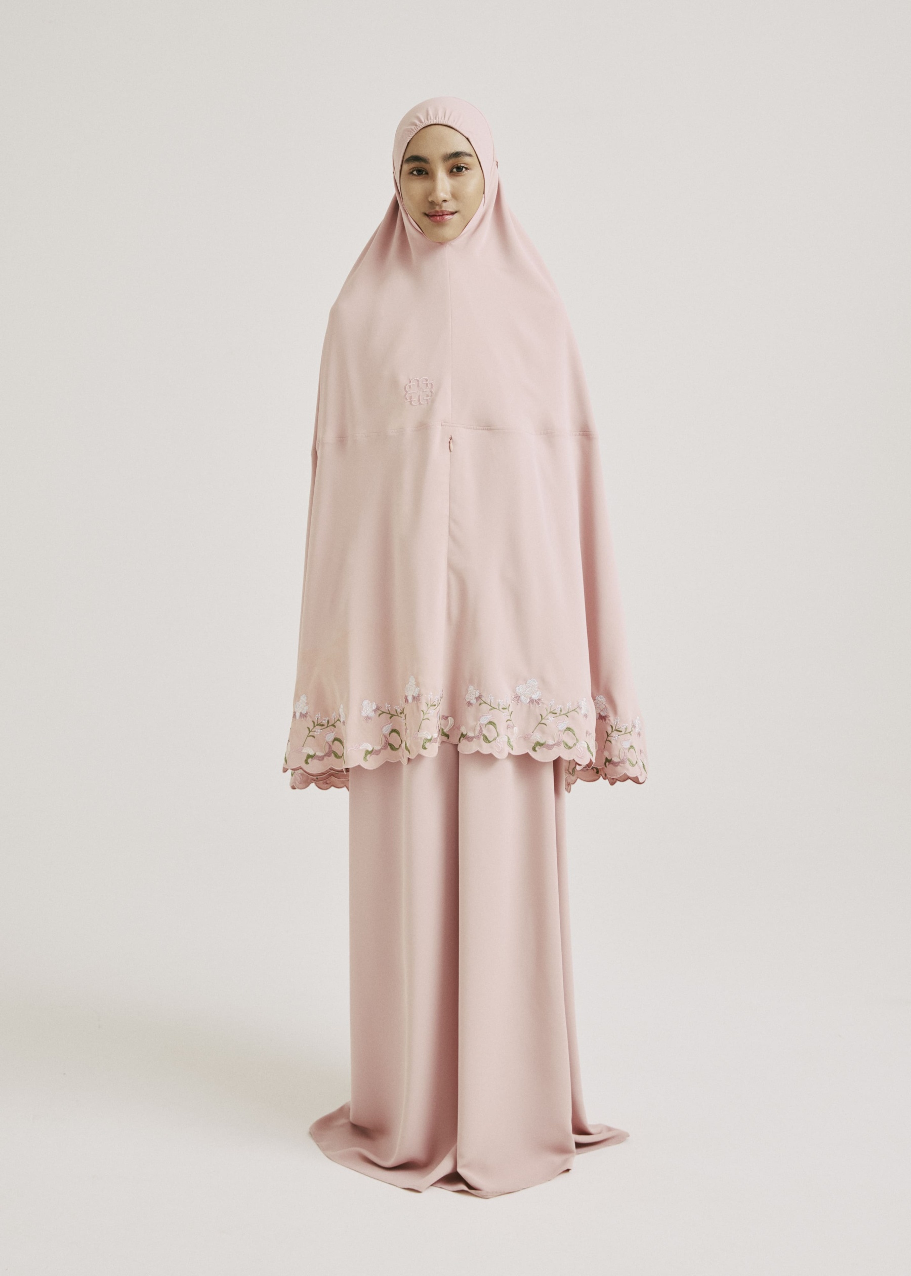 Sameeya Dusty Pink Embroidered Telekung
