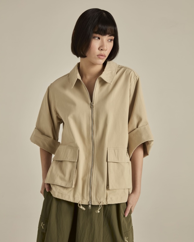 Beige Double Zipper Jacket